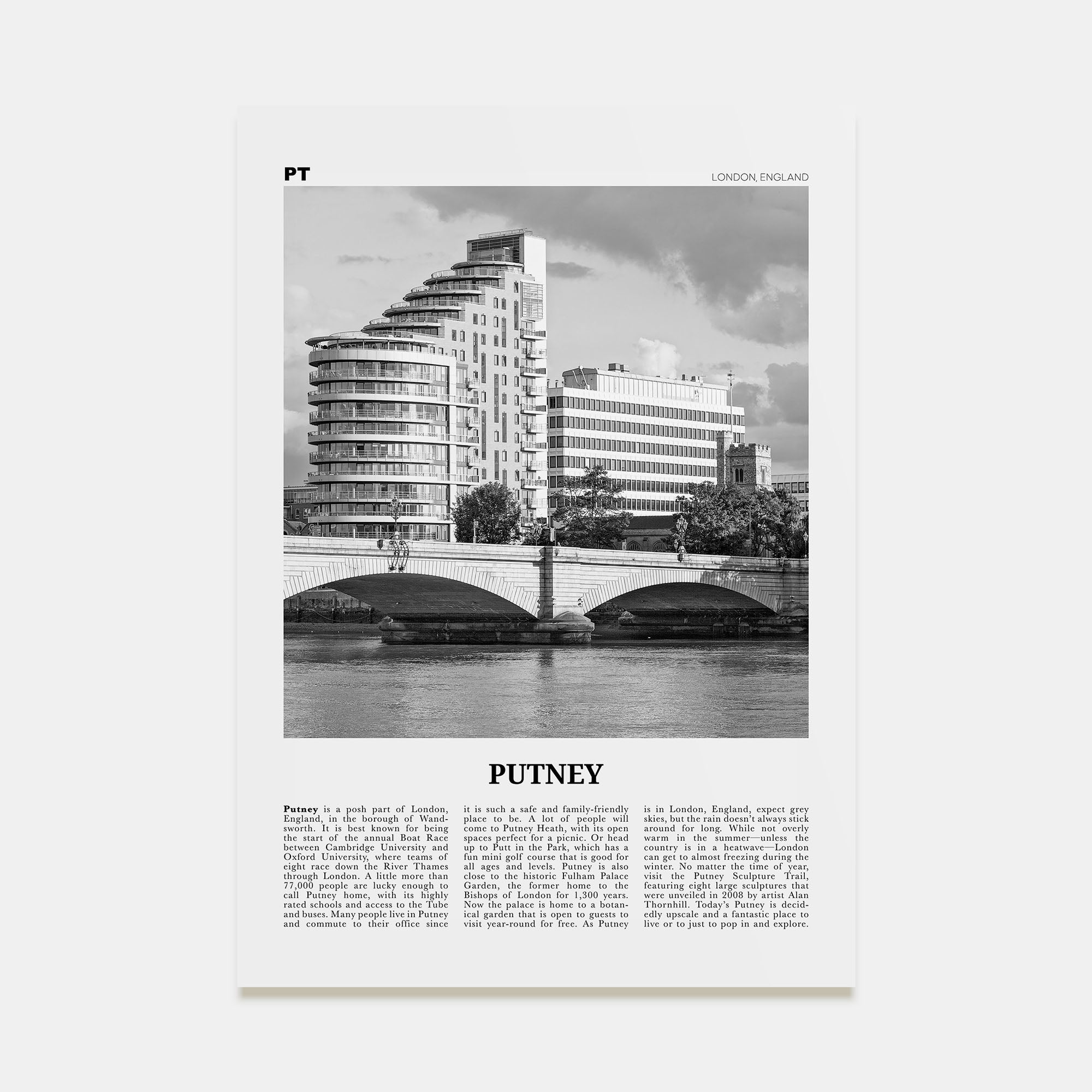 Putney Travel B&W Poster