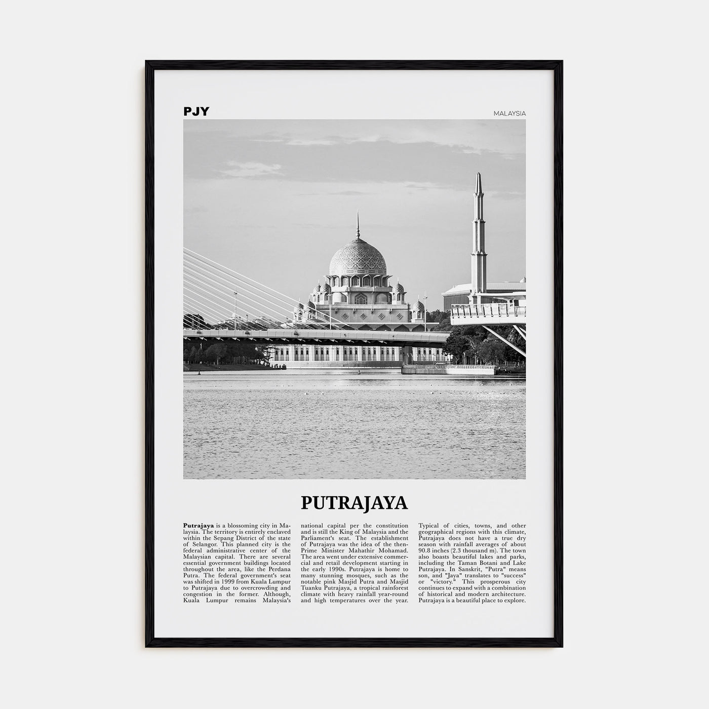 Putrajaya Travel B&W Poster