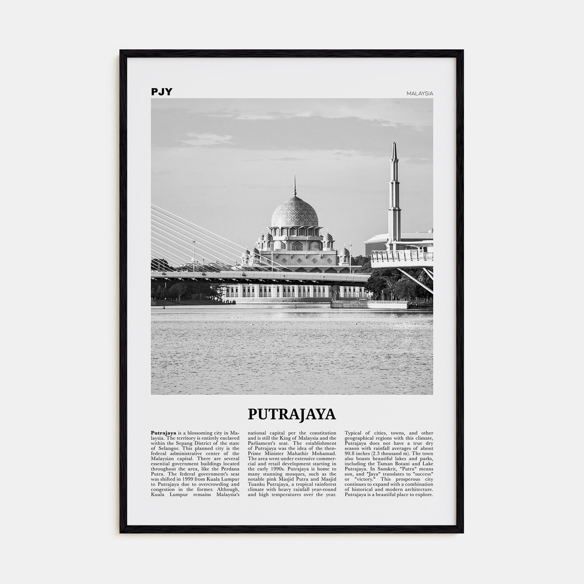 Putrajaya Travel B&W Poster