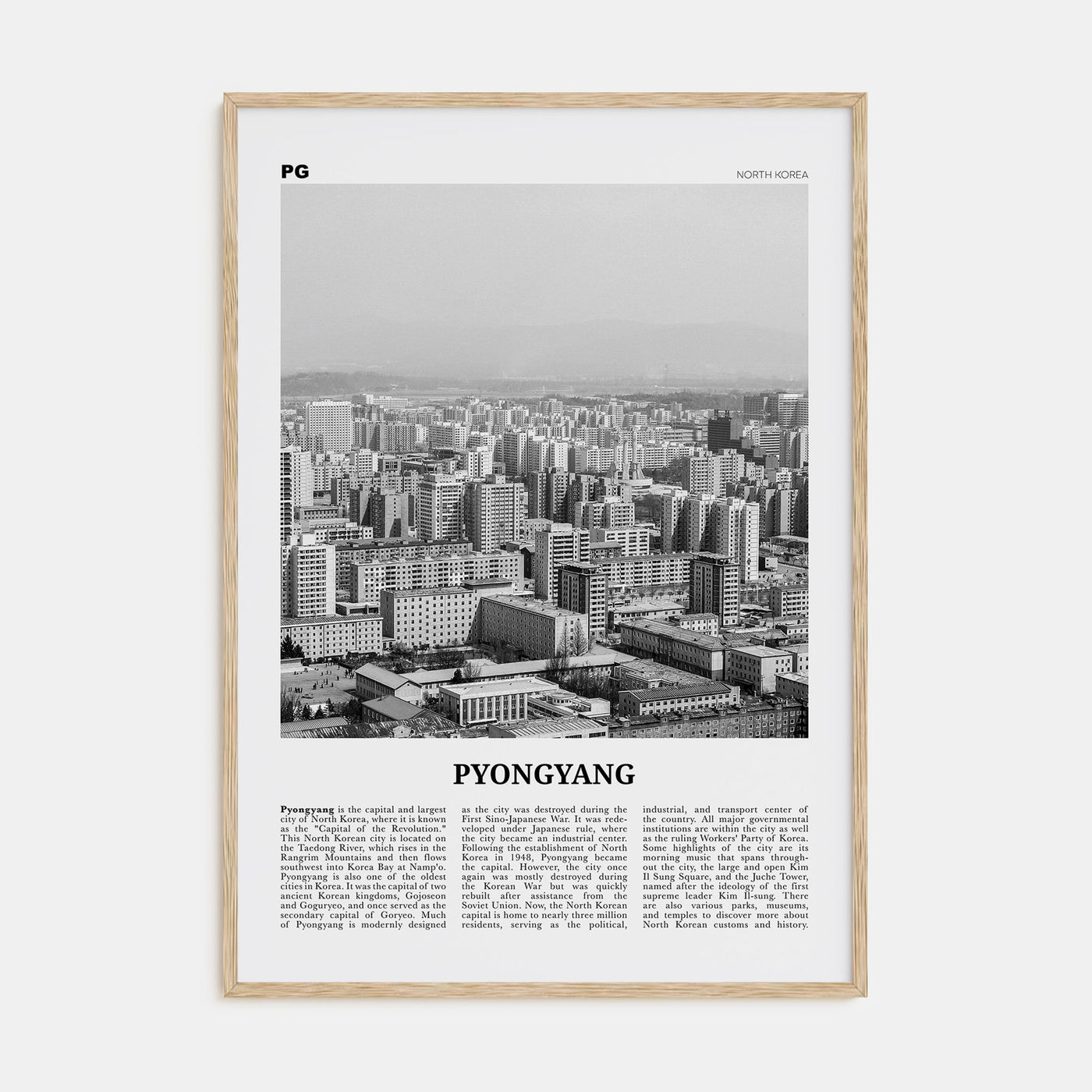 Pyongyang Travel B&W Poster