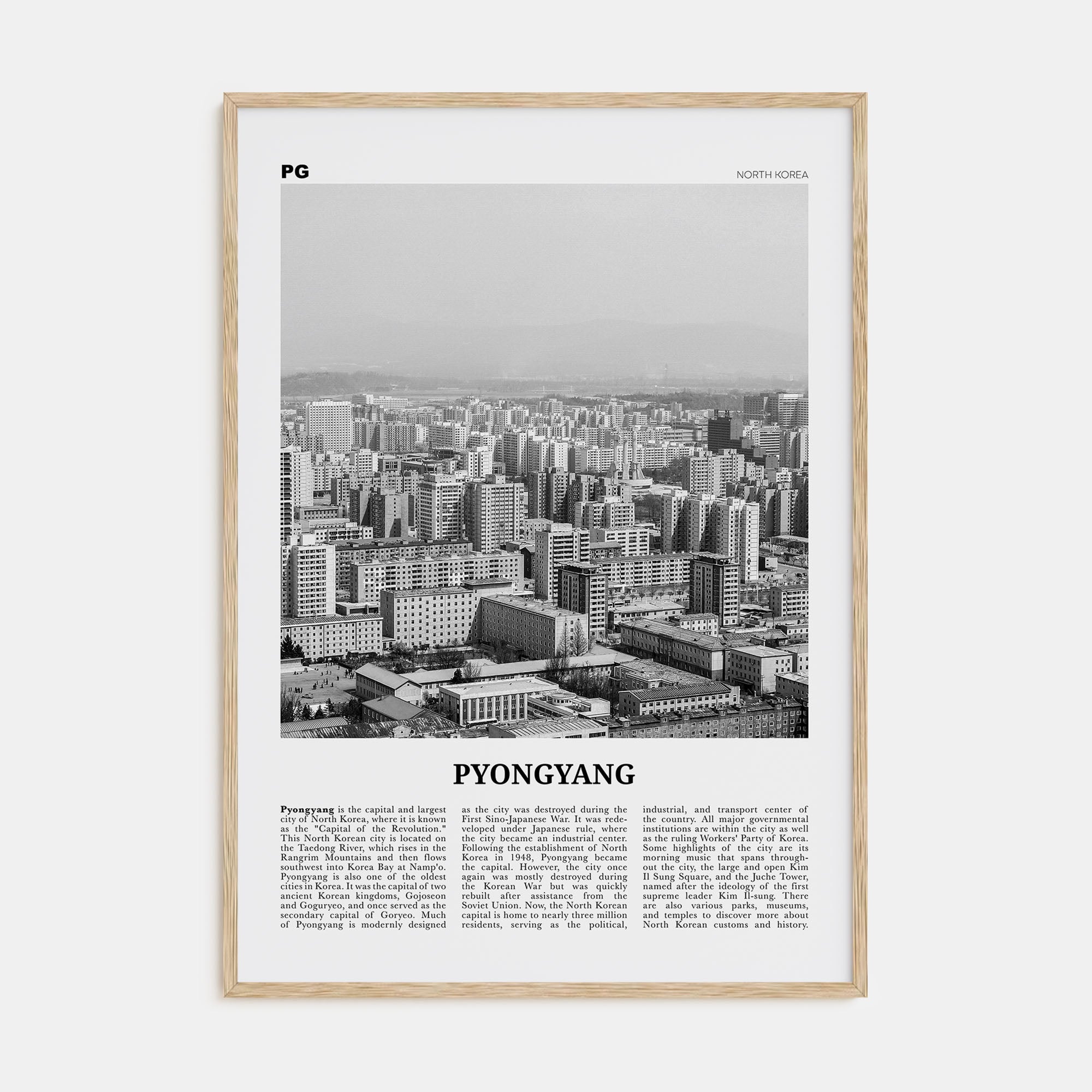 Pyongyang Travel B&W Poster