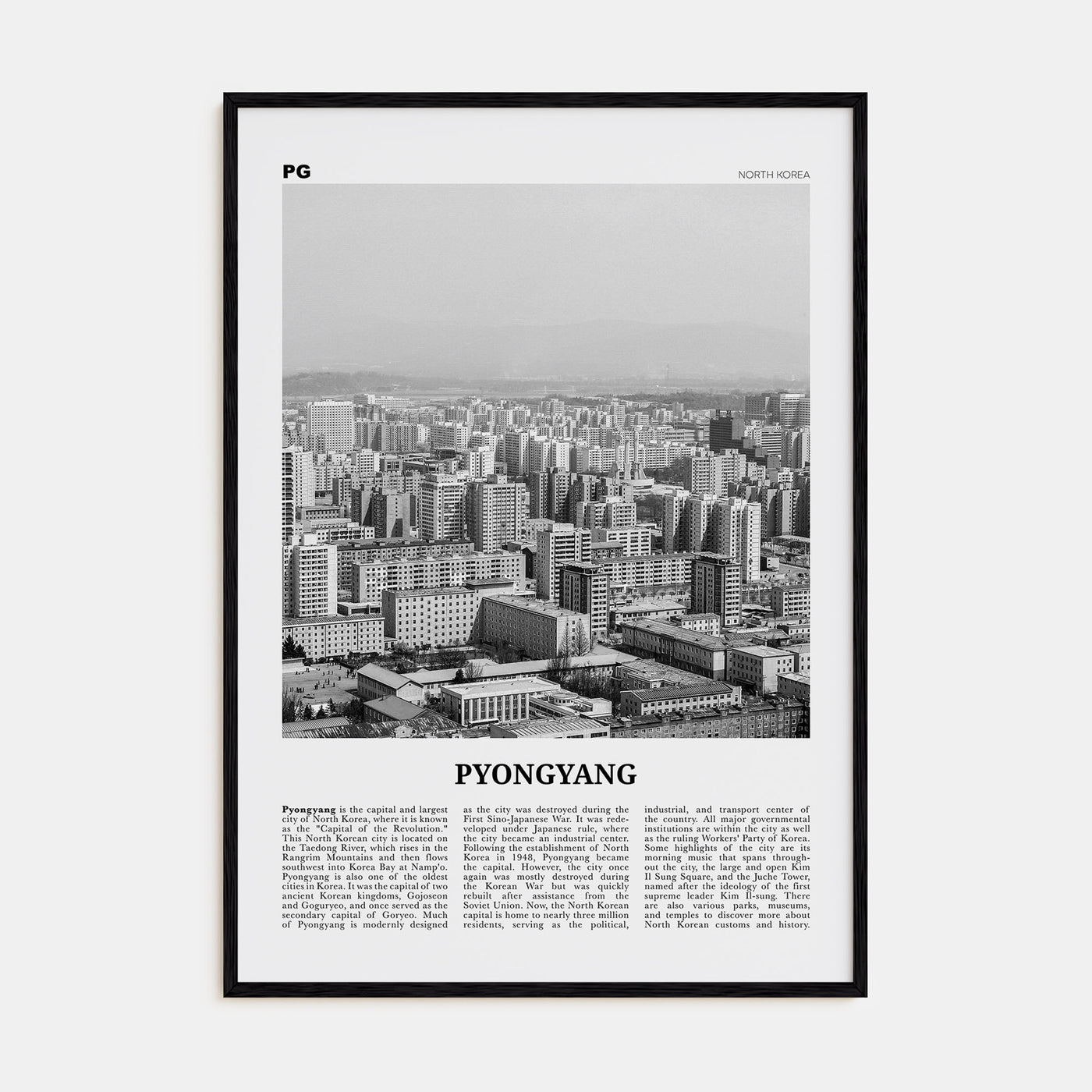 Pyongyang Travel B&W Poster