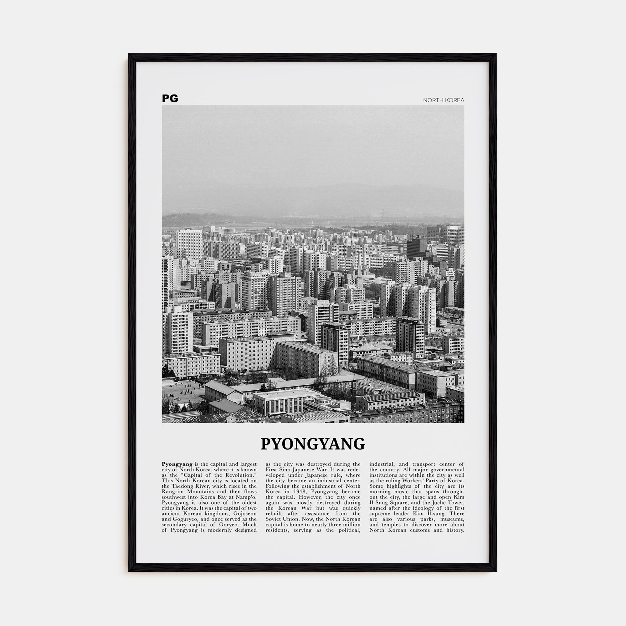 Pyongyang Travel B&W Poster