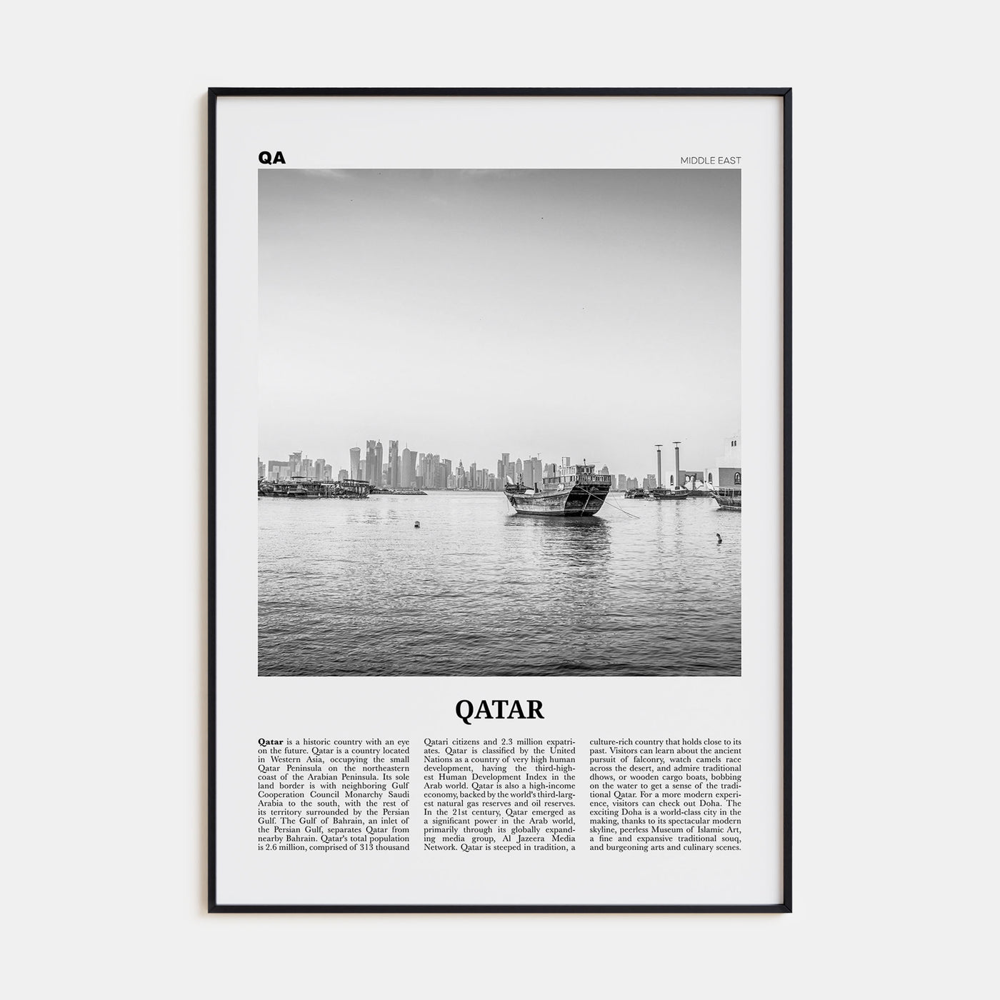Qatar Travel B&W Poster