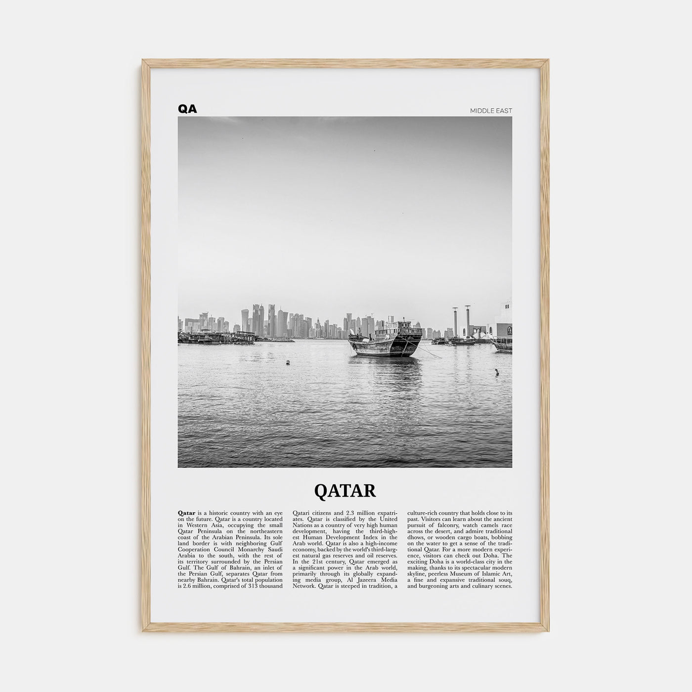 Qatar Travel B&W Poster