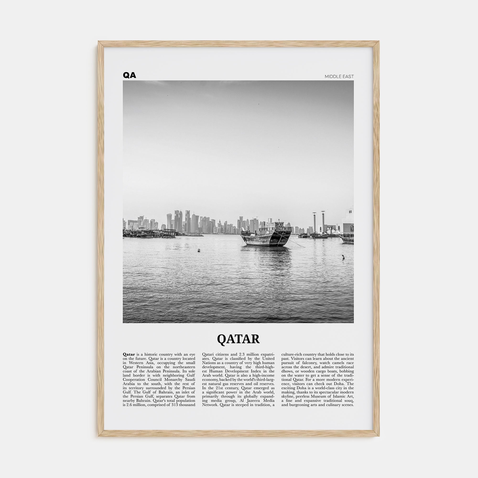 Qatar Travel B&W Poster
