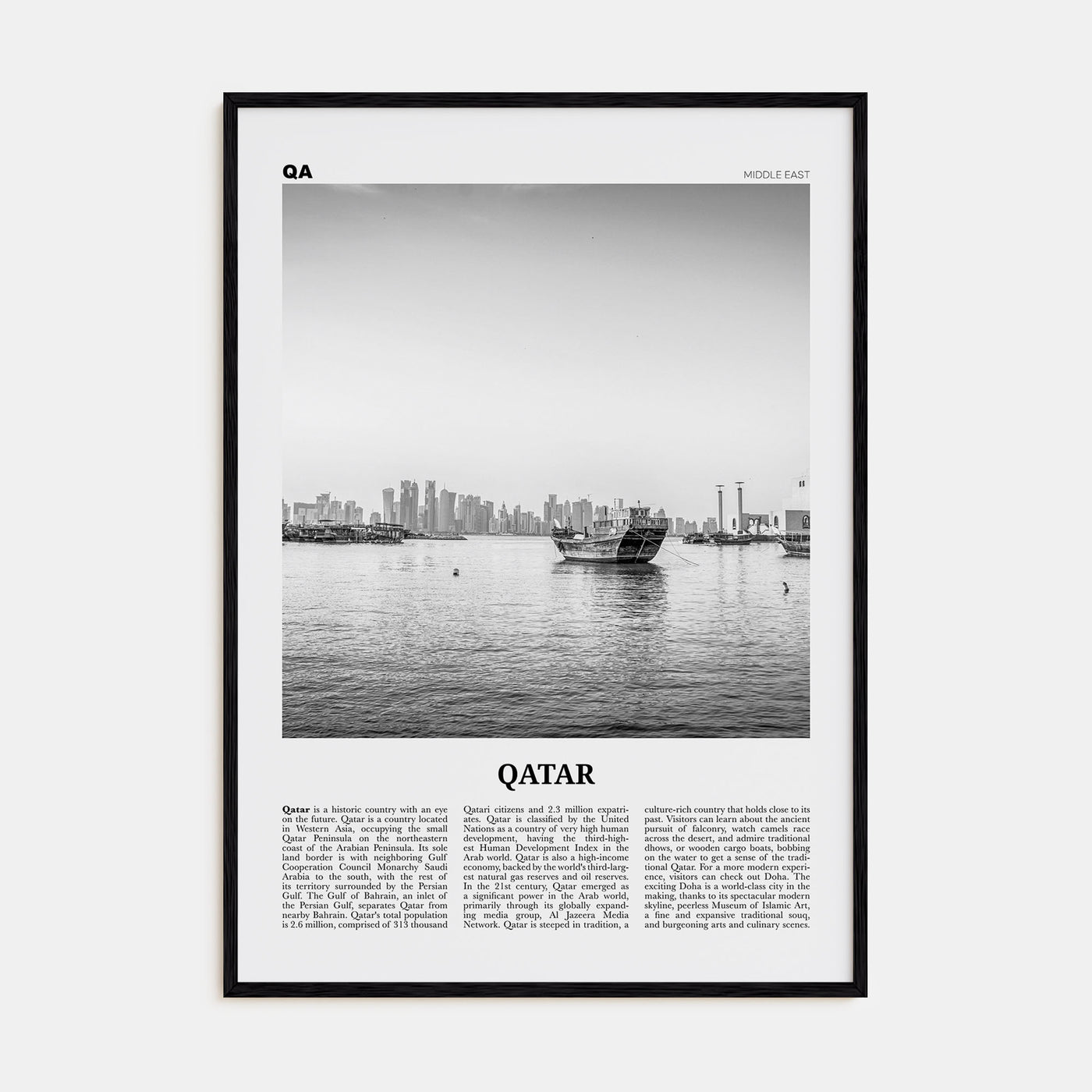 Qatar Travel B&W Poster