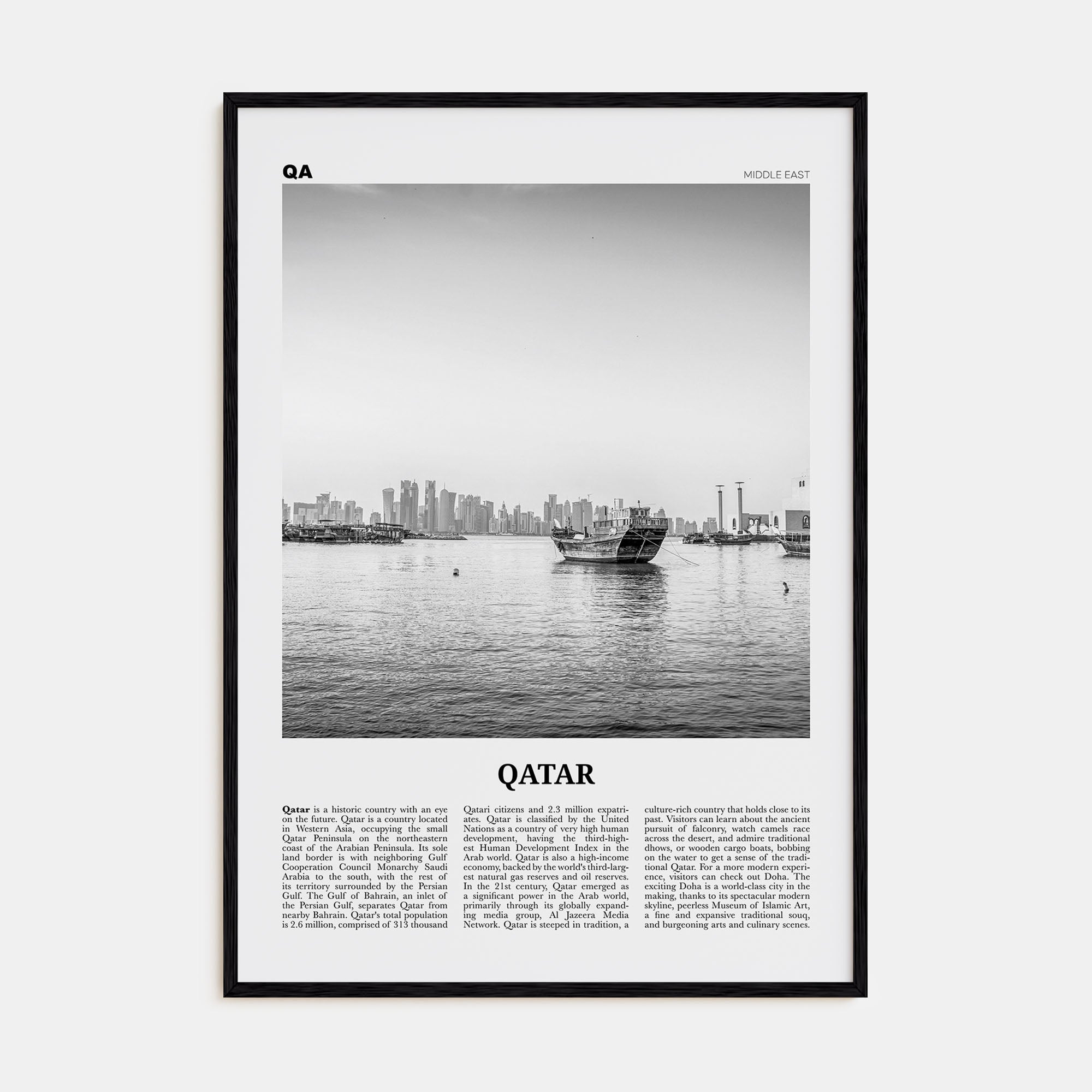 Qatar Travel B&W Poster