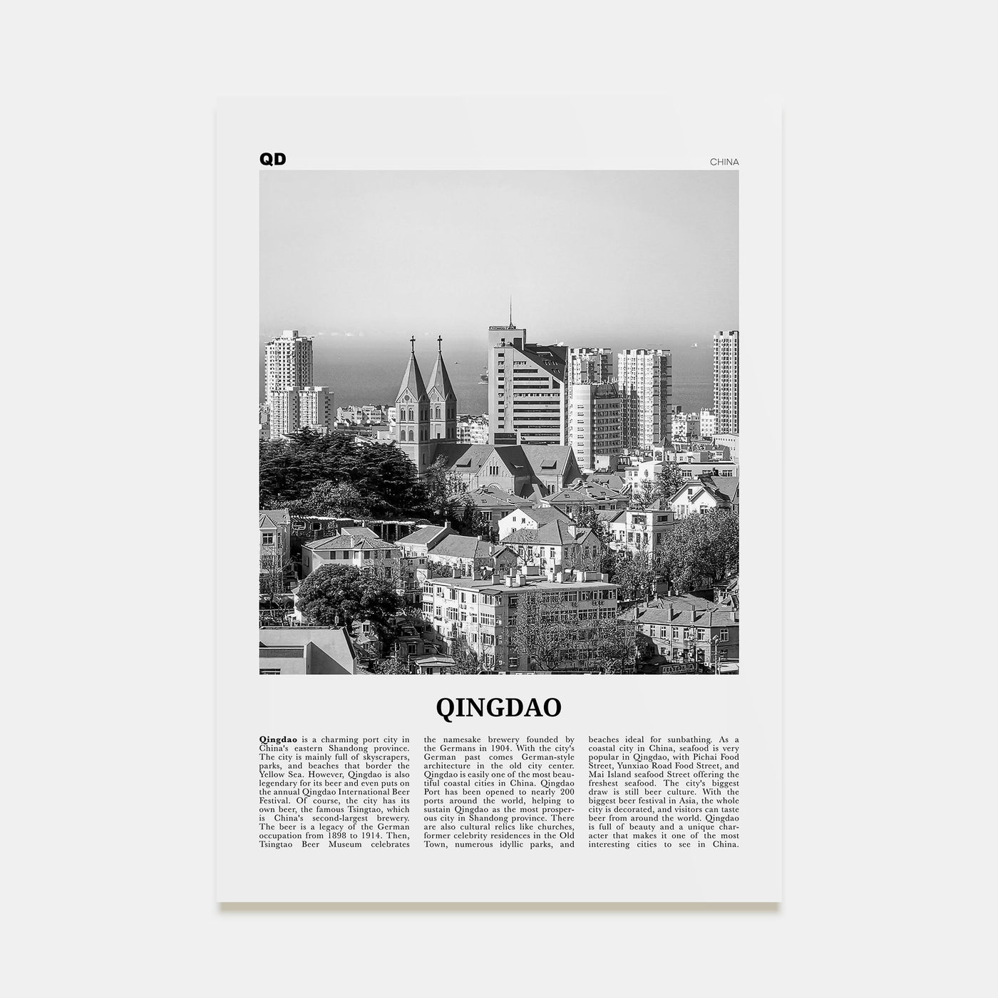 Qingdao Travel B&W Poster