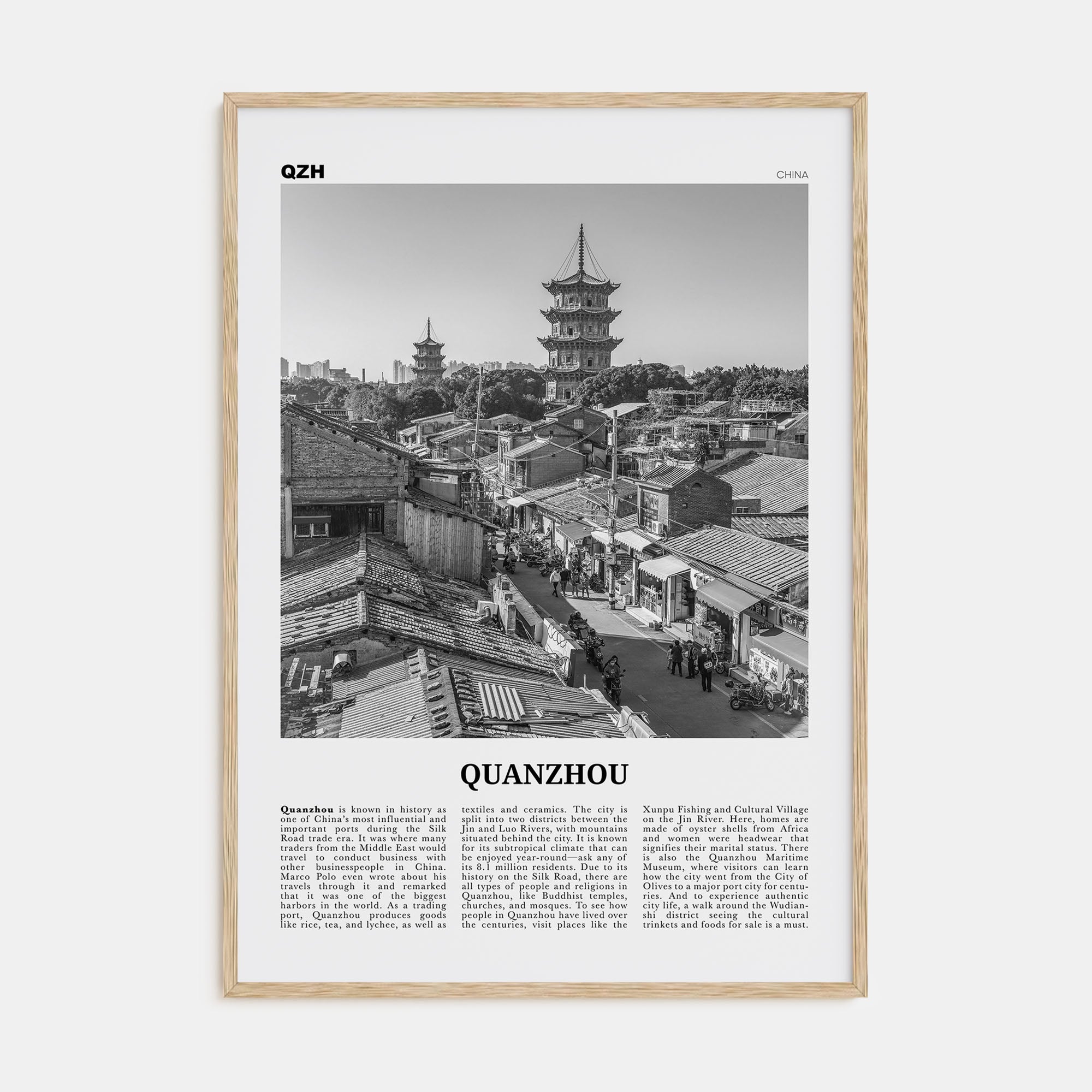 Quanzhou Travel B&W Poster