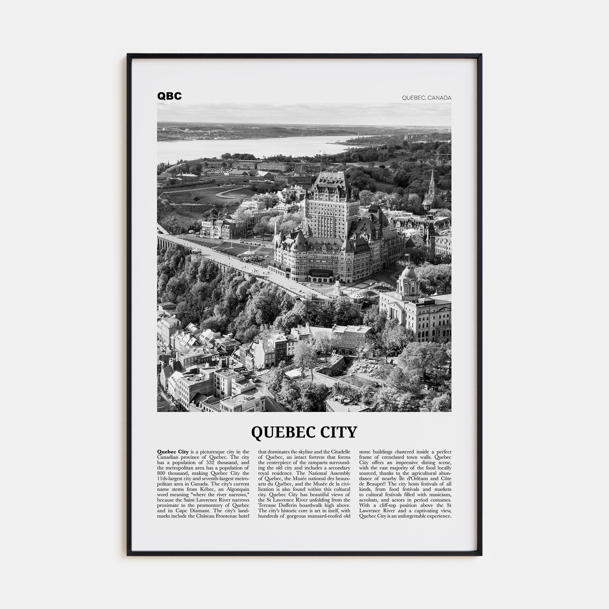 Quebec City Travel B&W No 1 Poster