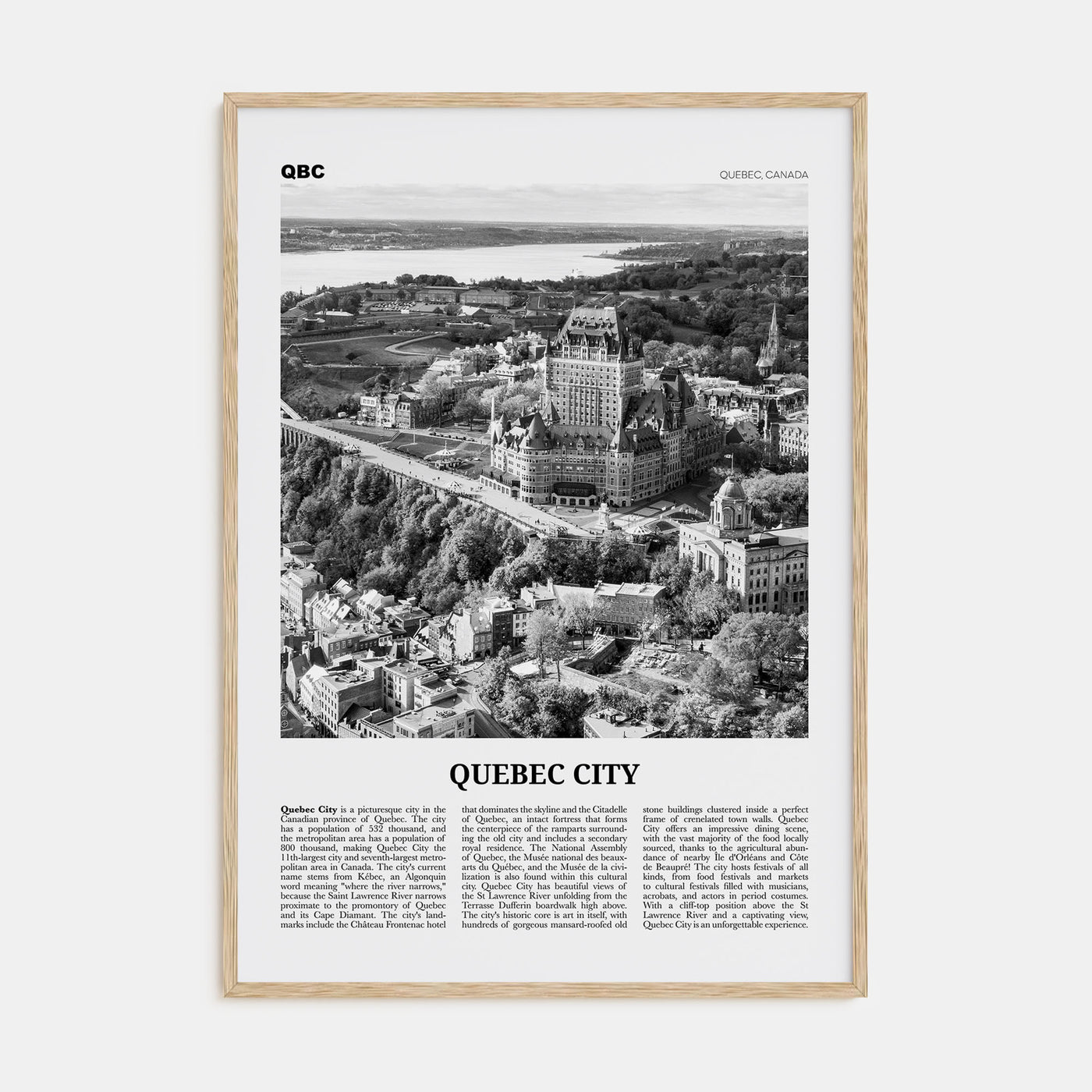 Quebec City Travel B&W No 1 Poster