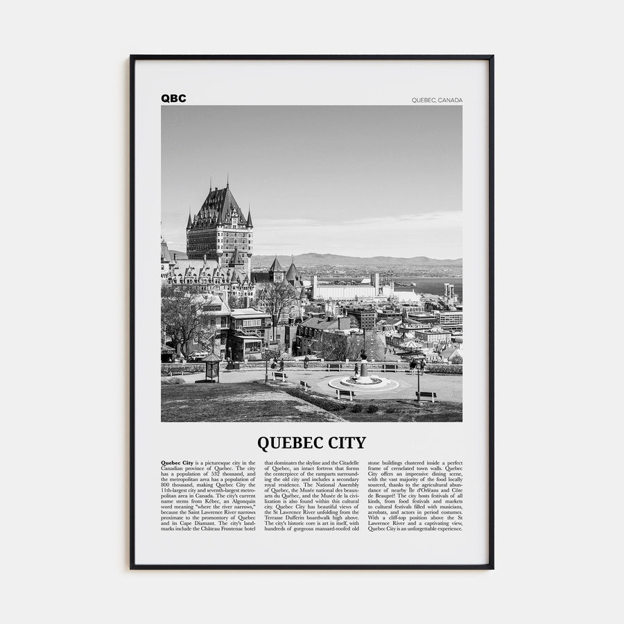Quebec City Travel B&W No 2 Poster