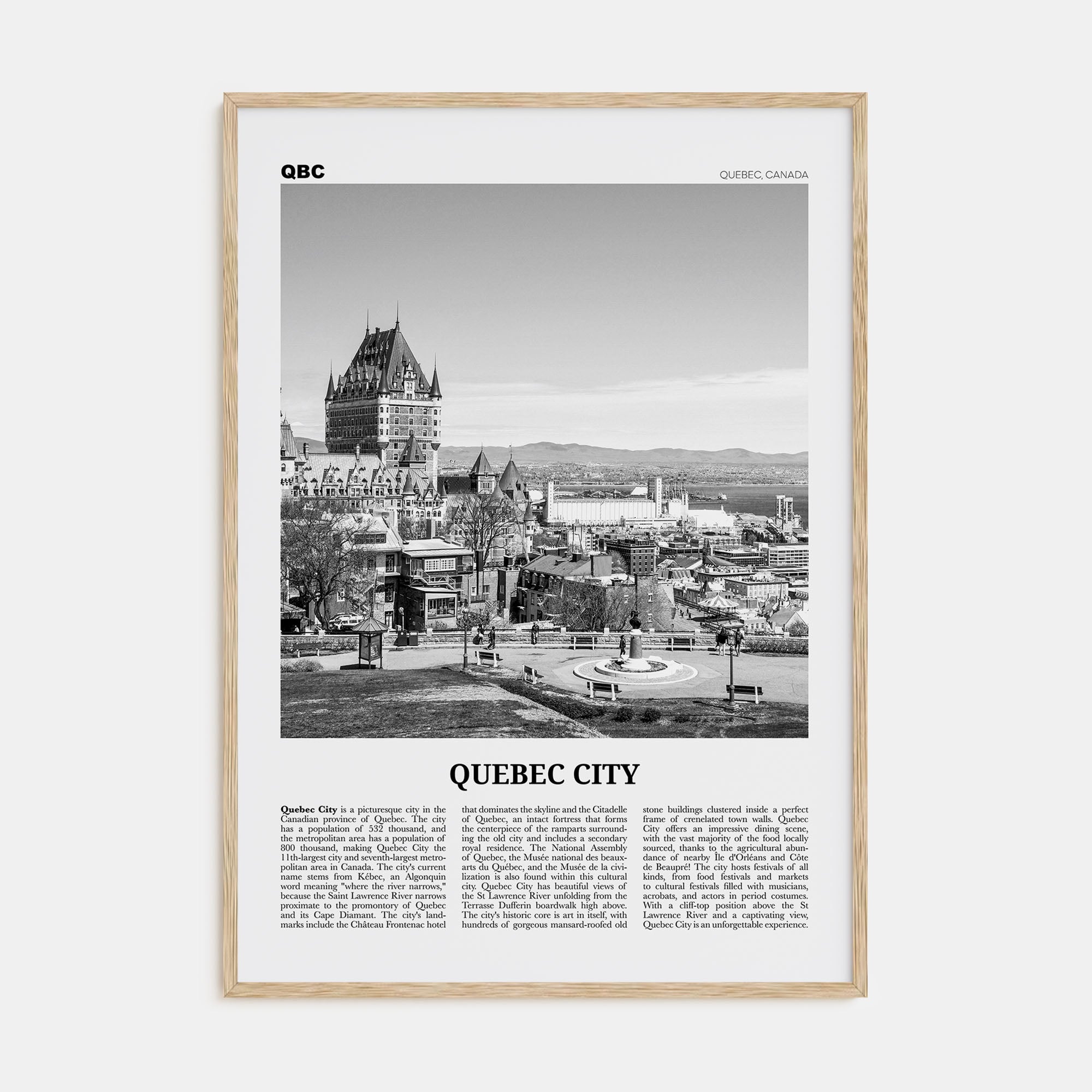 Quebec City Travel B&W No 2 Poster