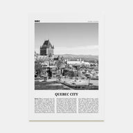 Quebec City Travel B&W No 2 Poster