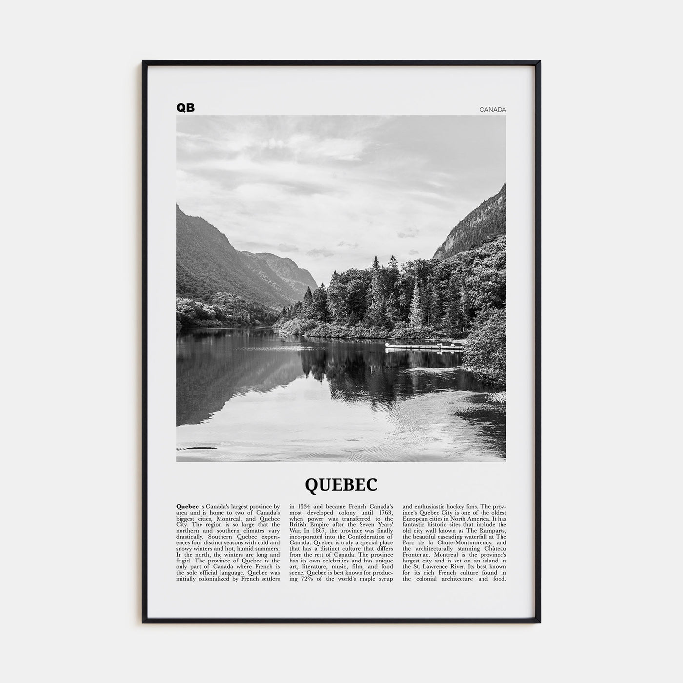 Quebec Travel B&W Poster