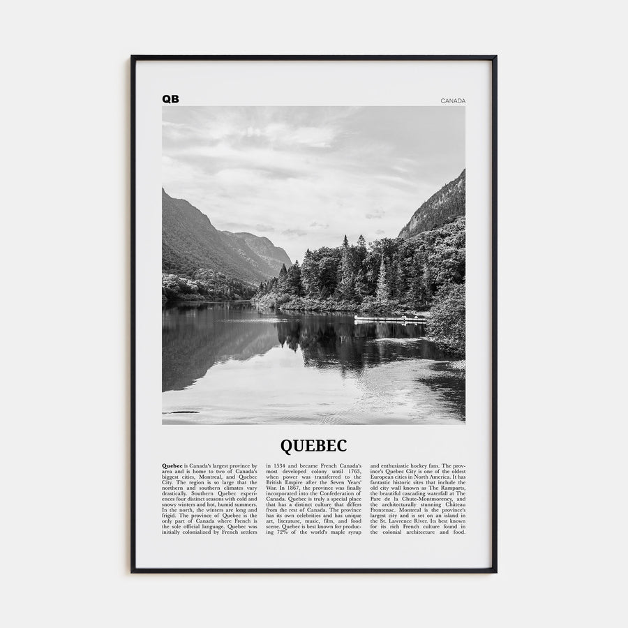 Quebec Travel B&W Poster