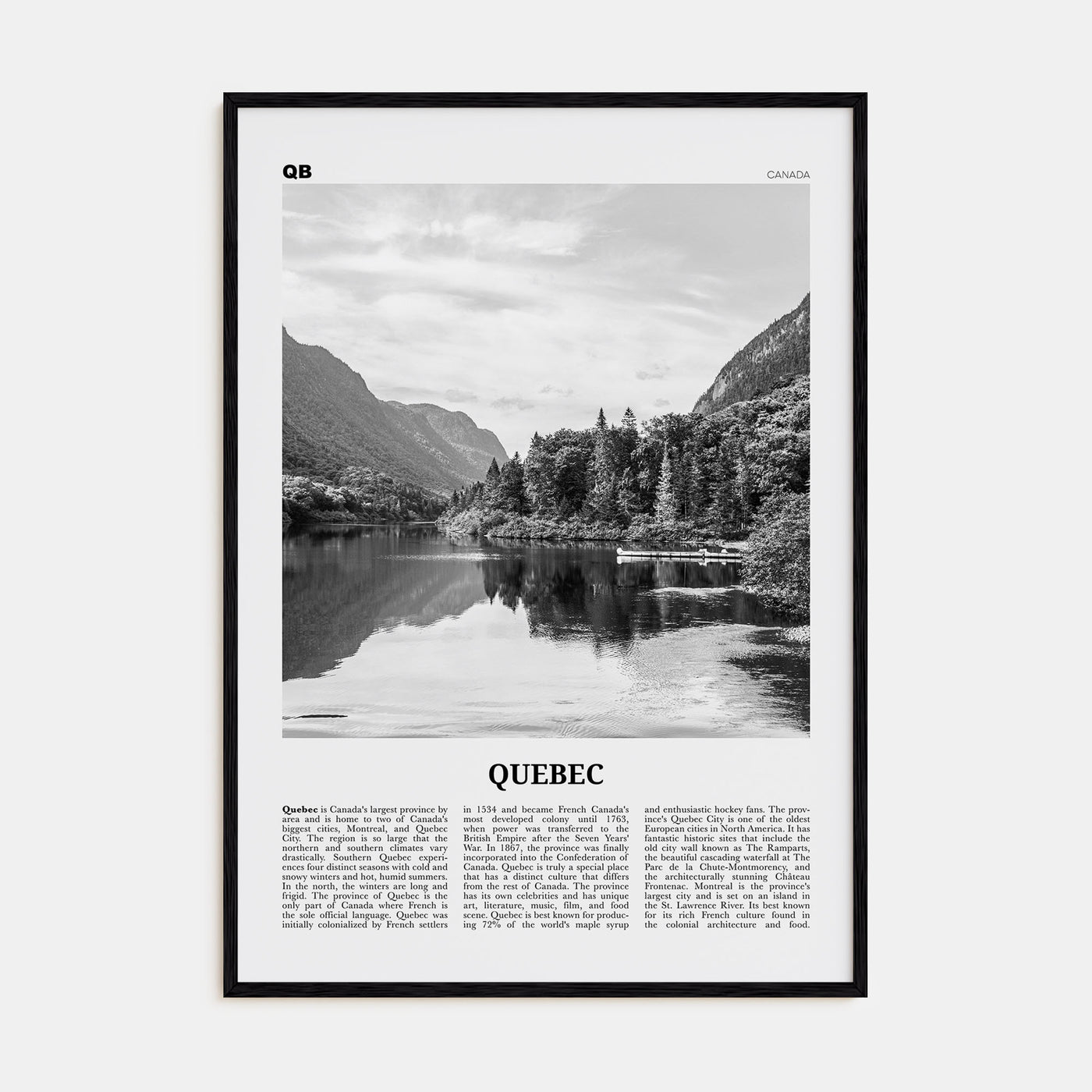 Quebec Travel B&W Poster