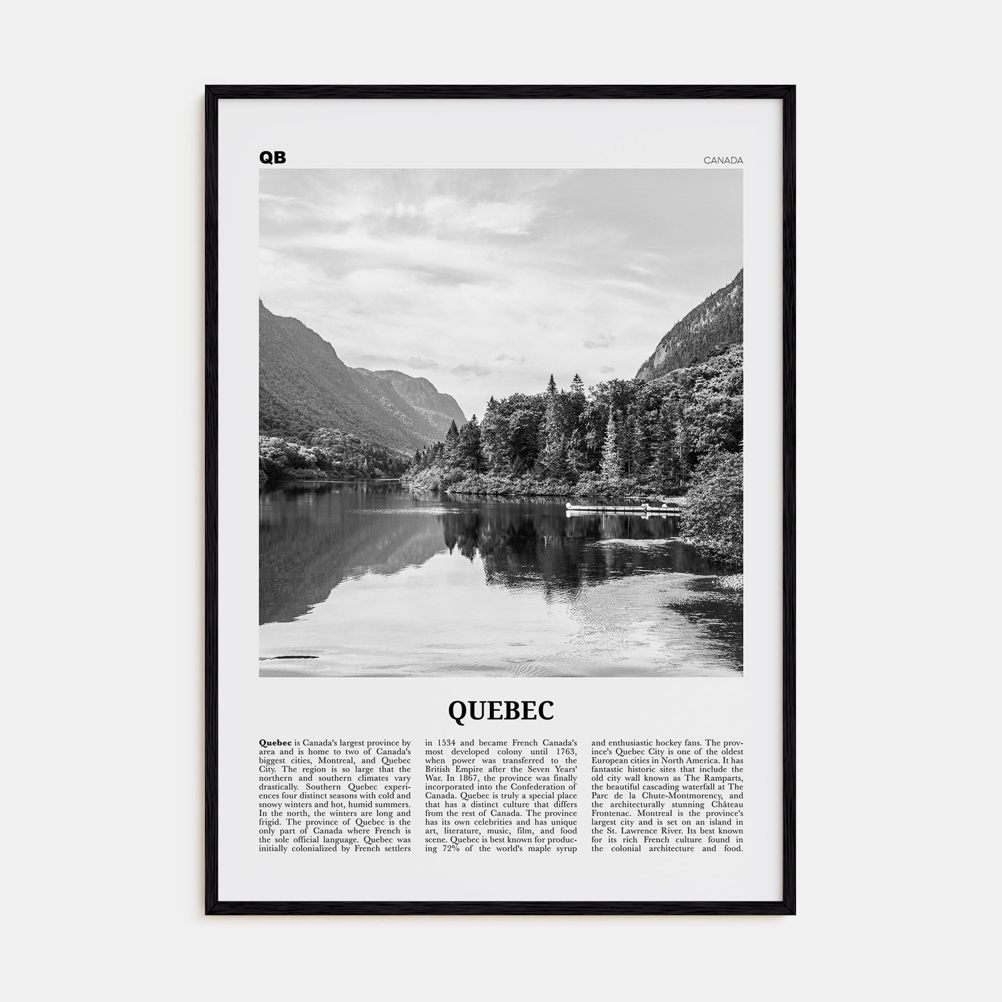 Quebec Travel B&W Poster
