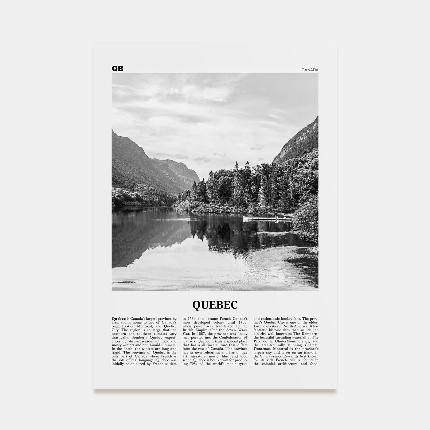 Quebec Travel B&W Poster