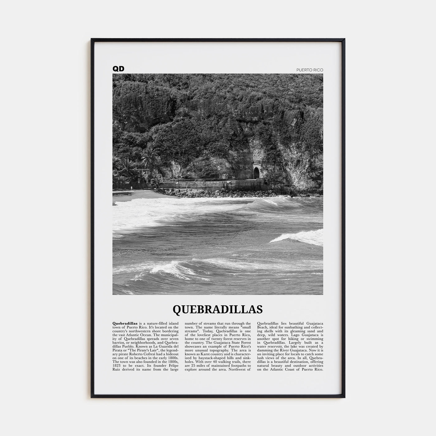 Quebradillas Travel B&W Poster
