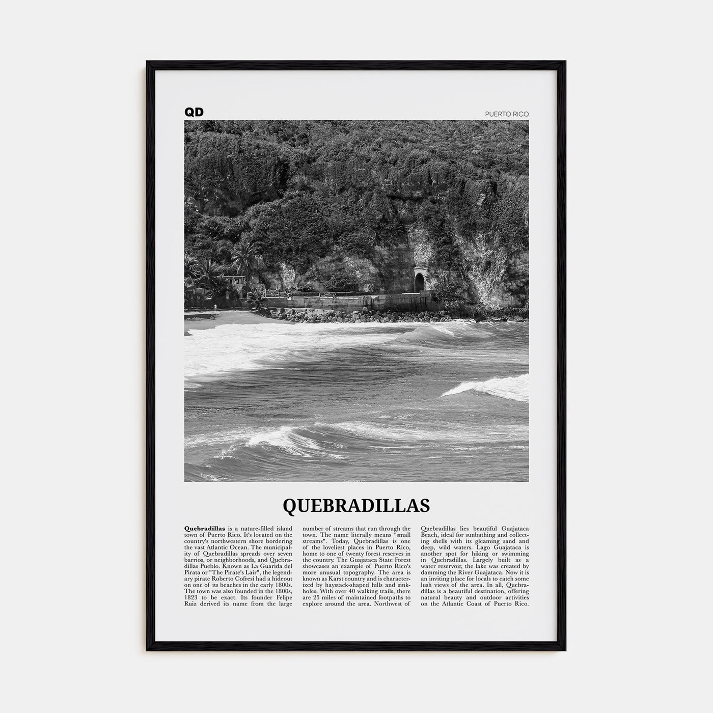 Quebradillas Travel B&W Poster