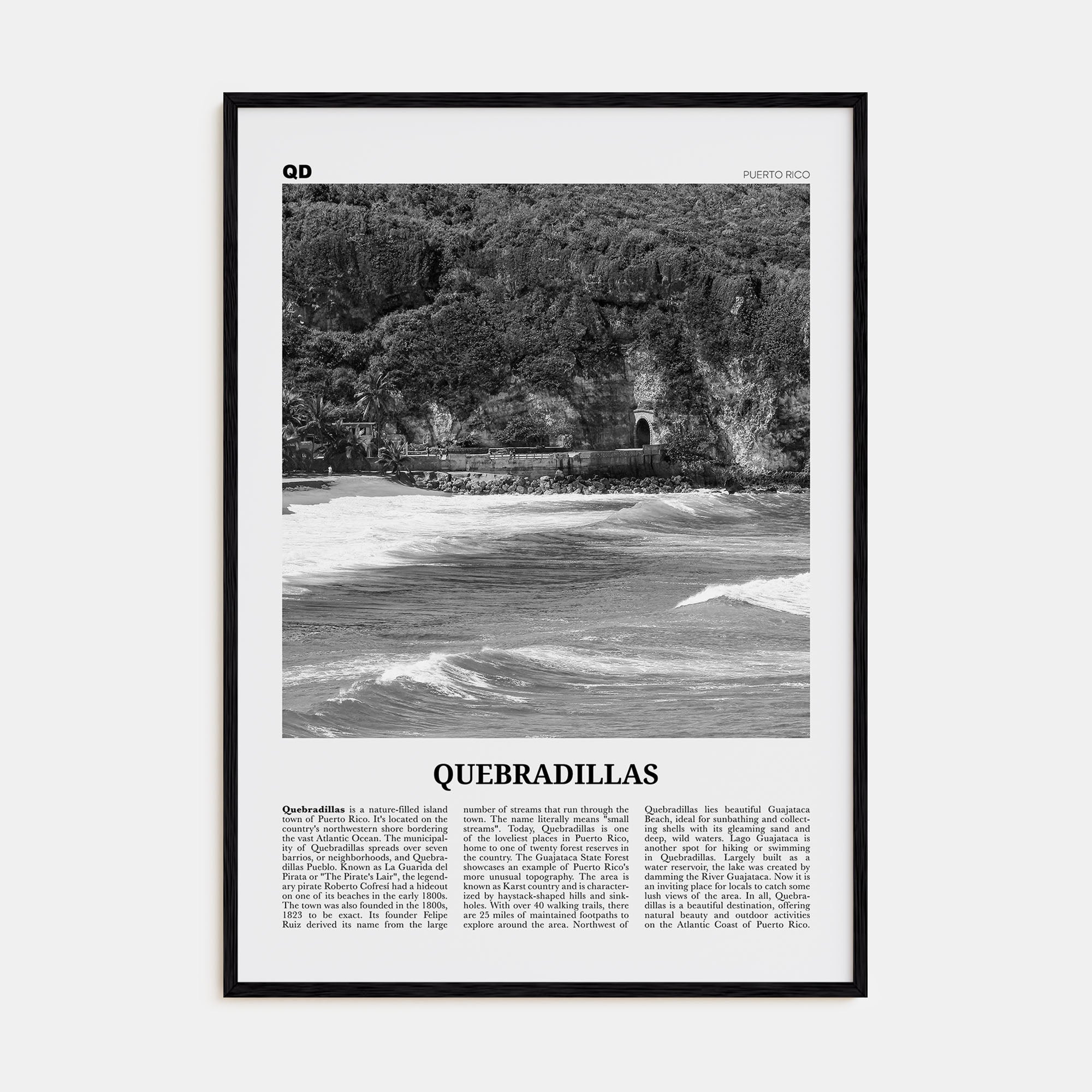 Quebradillas Travel B&W Poster