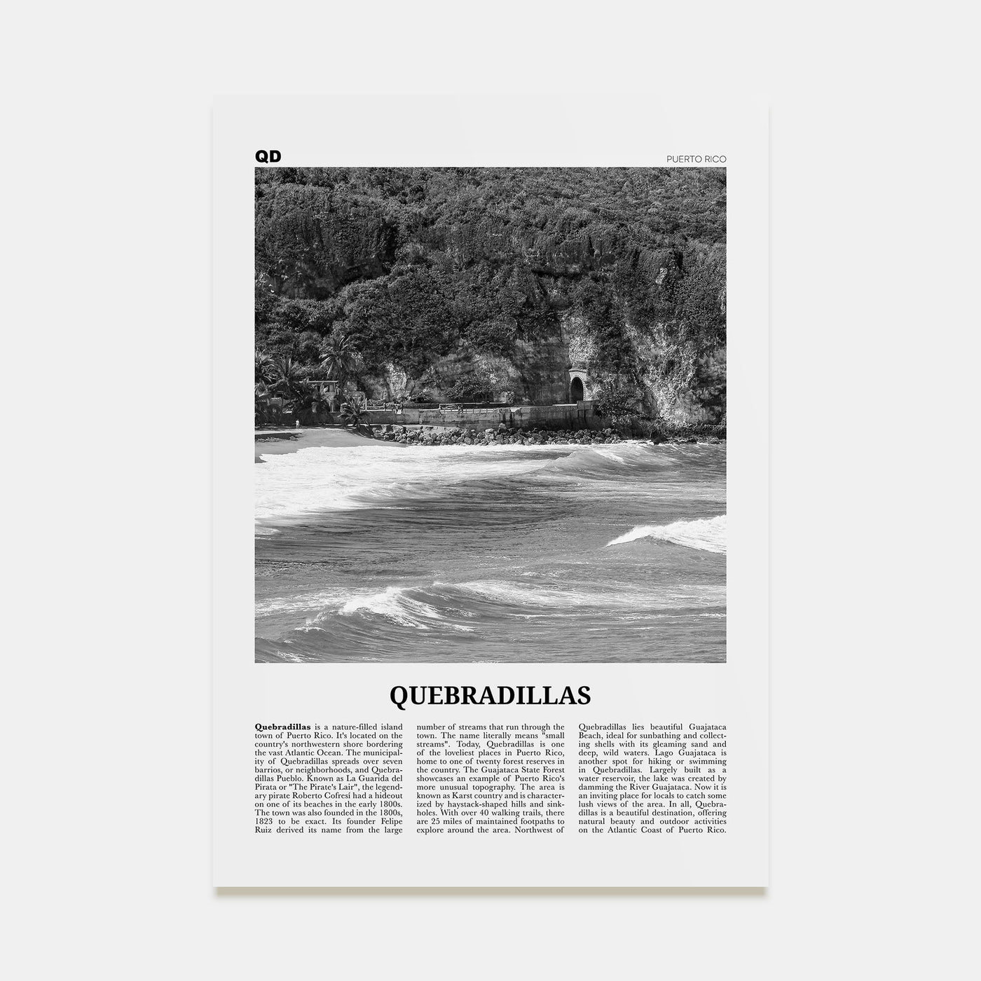 Quebradillas Travel B&W Poster