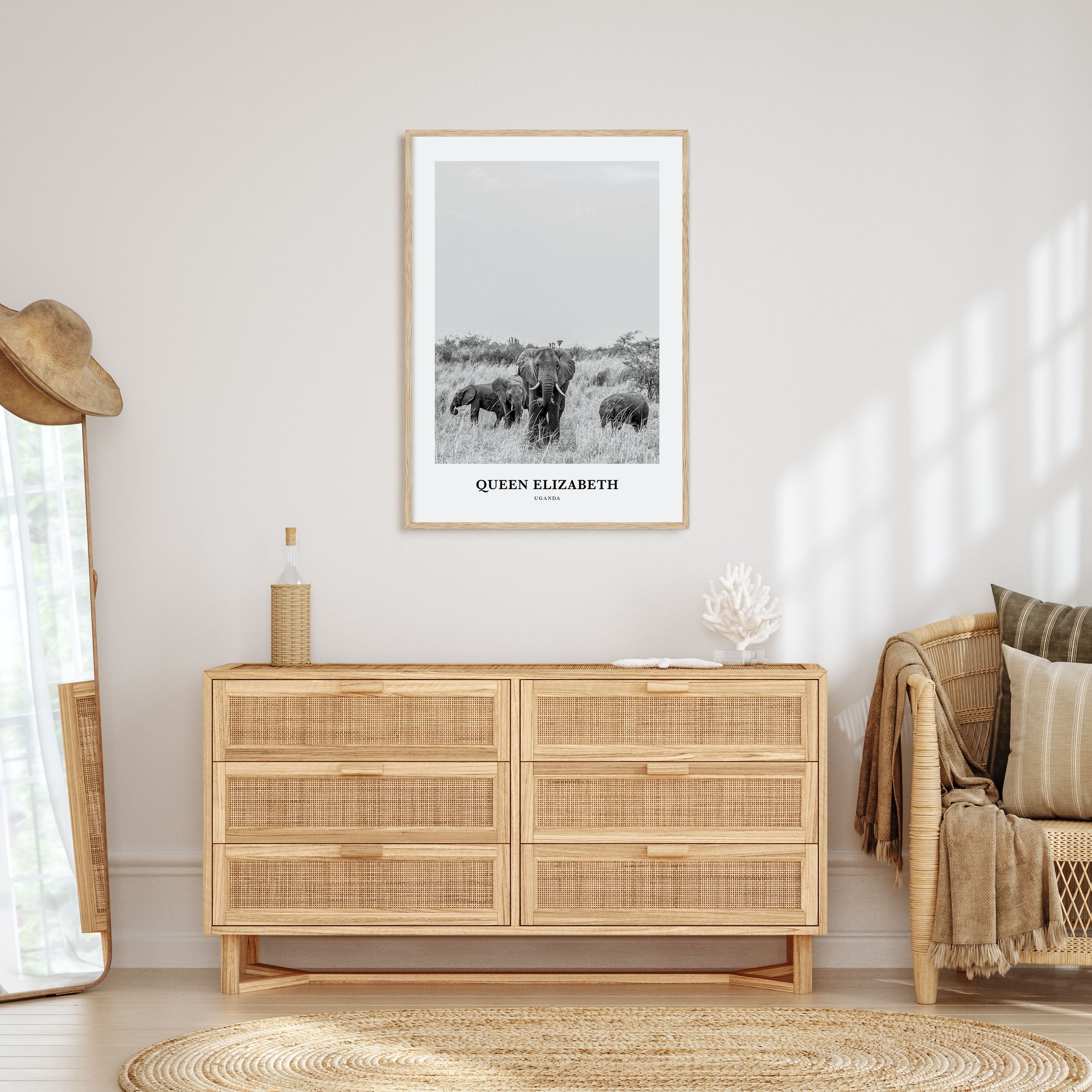 Queen Elizabeth National Park Portrait B&W Poster