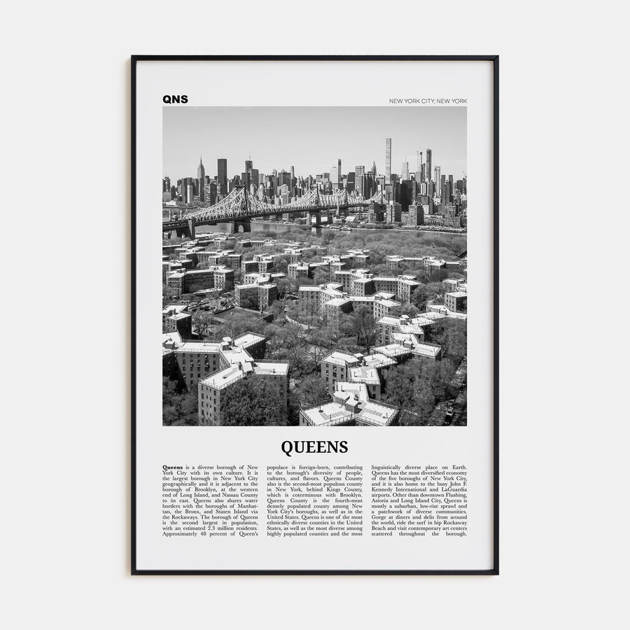 Queens, New York Travel B&W No 1 Poster