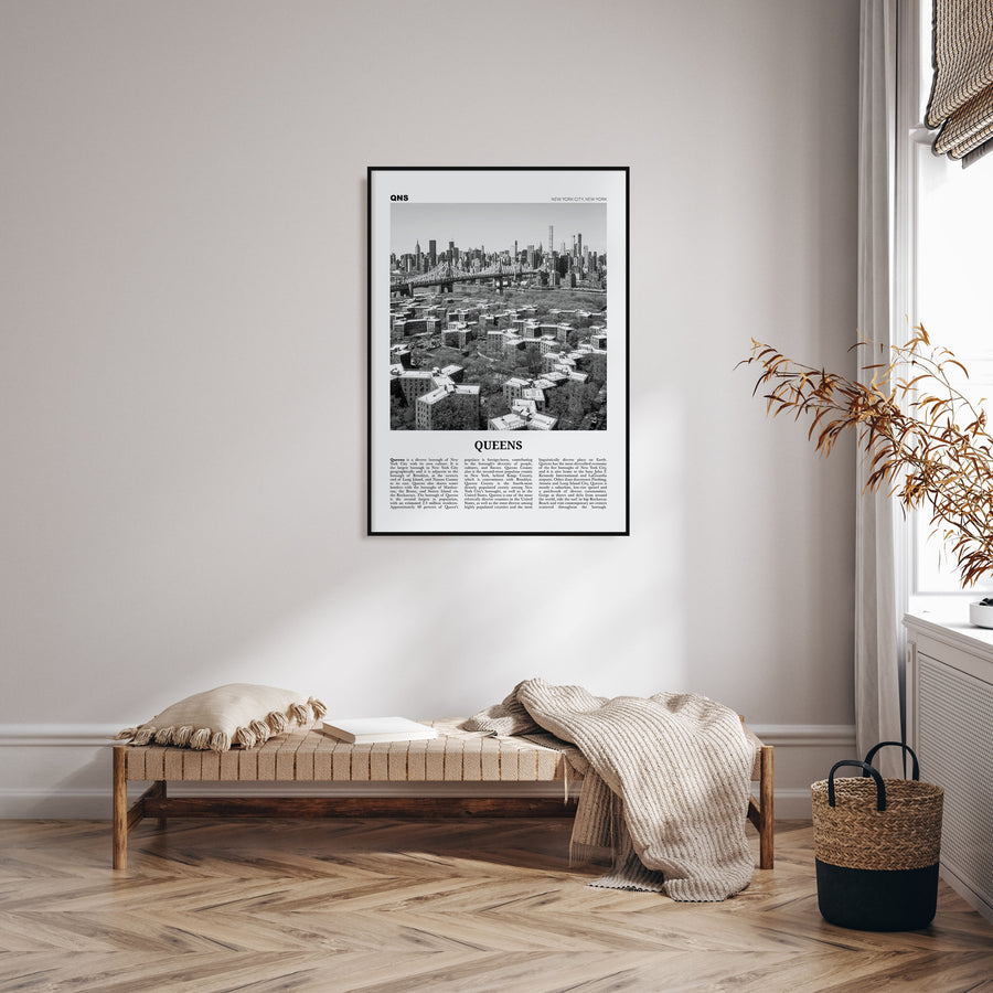 Queens, New York Travel B&W No 1 Poster