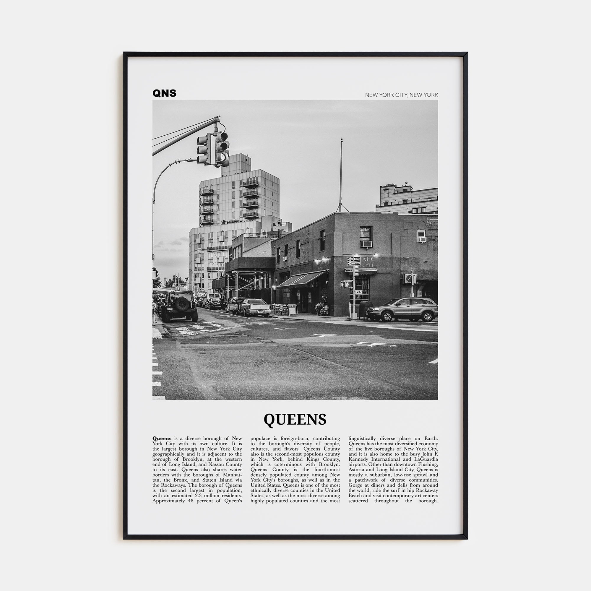 Queens, New York Travel B&W No 2 Poster