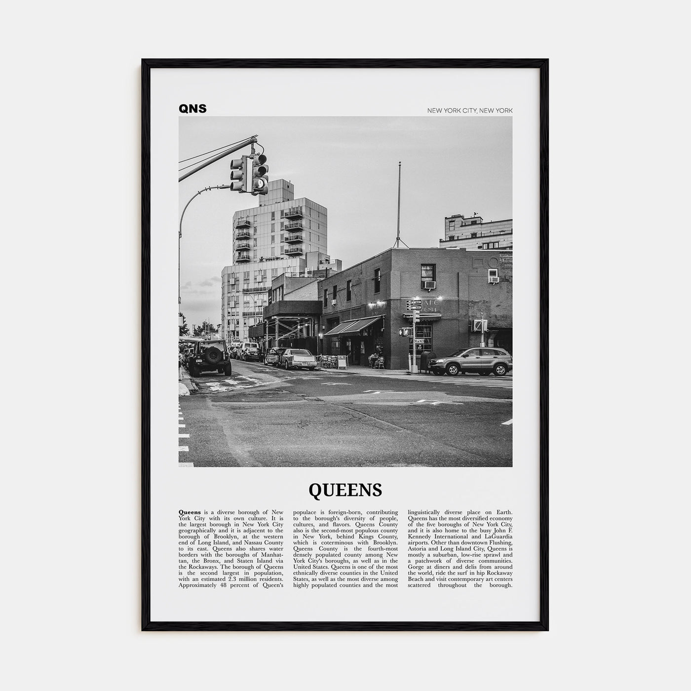 Queens, New York Travel B&W No 2 Poster
