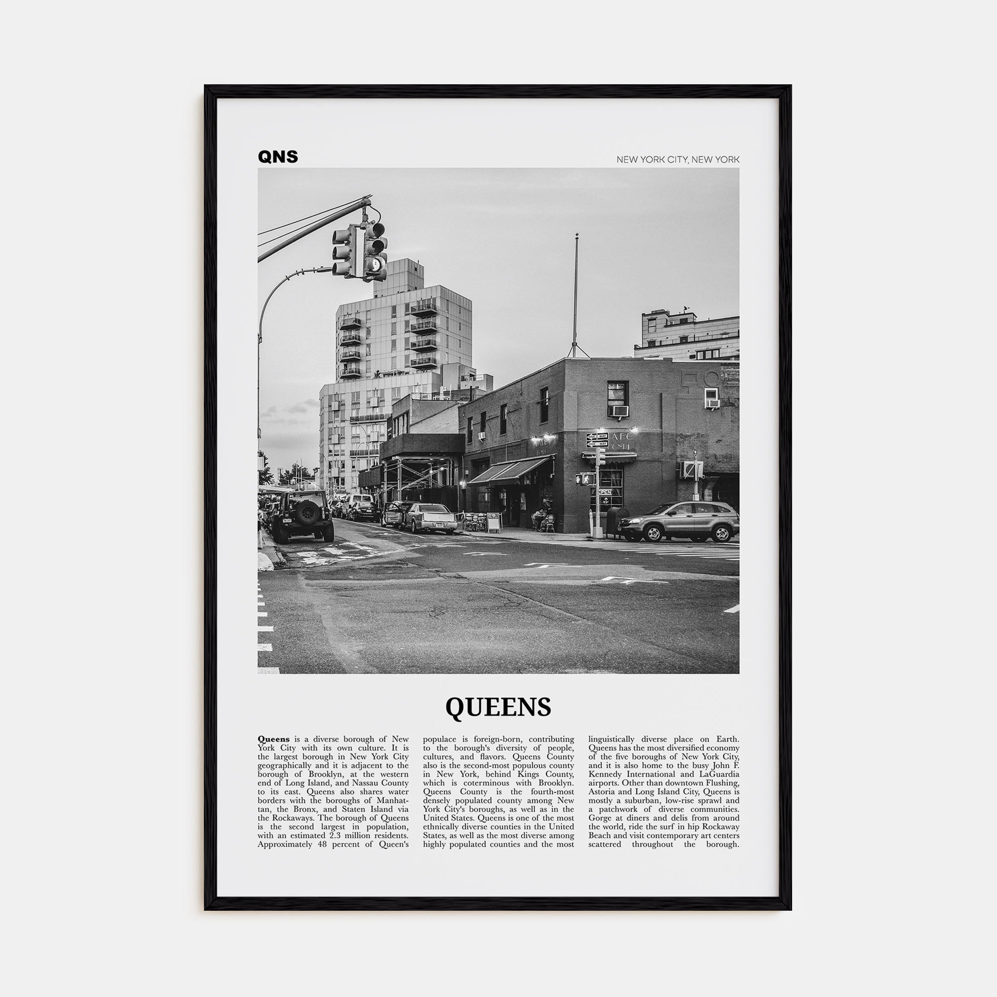 Queens, New York Travel B&W No 2 Poster