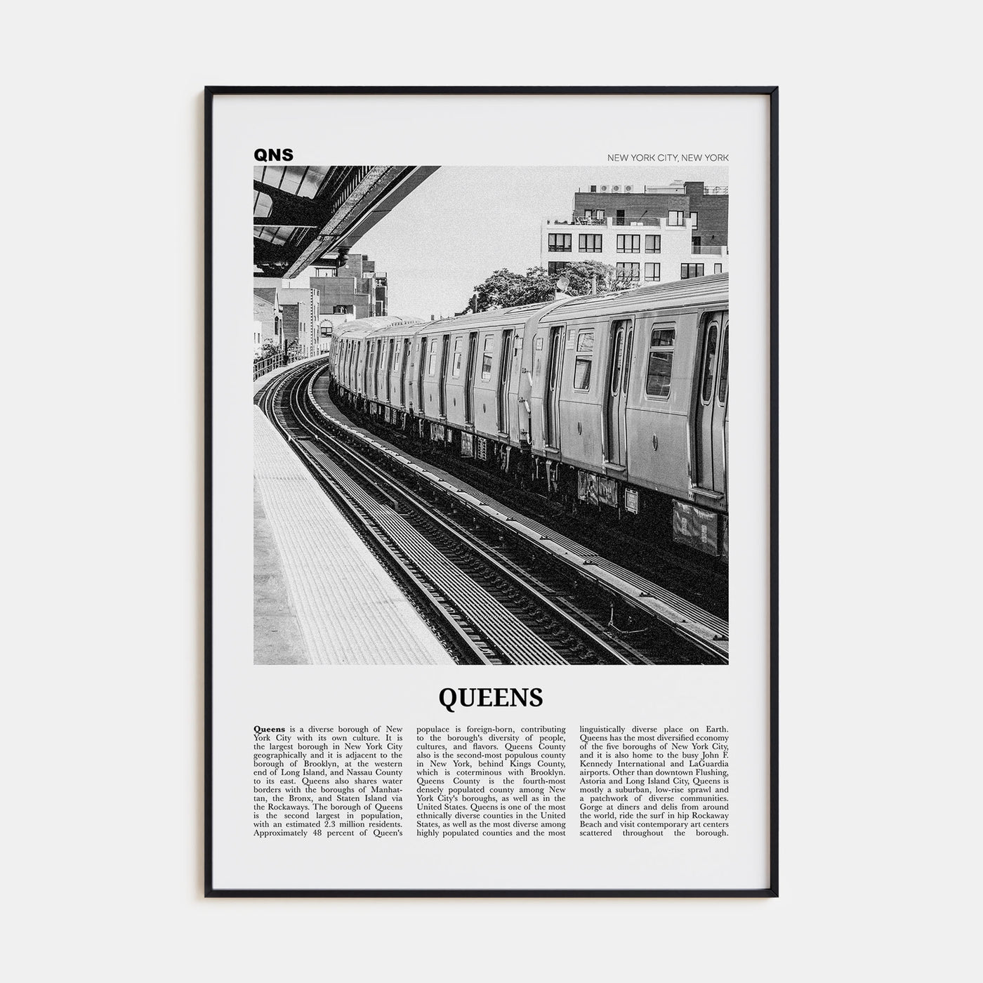 Queens, New York Travel B&W No 3 Poster