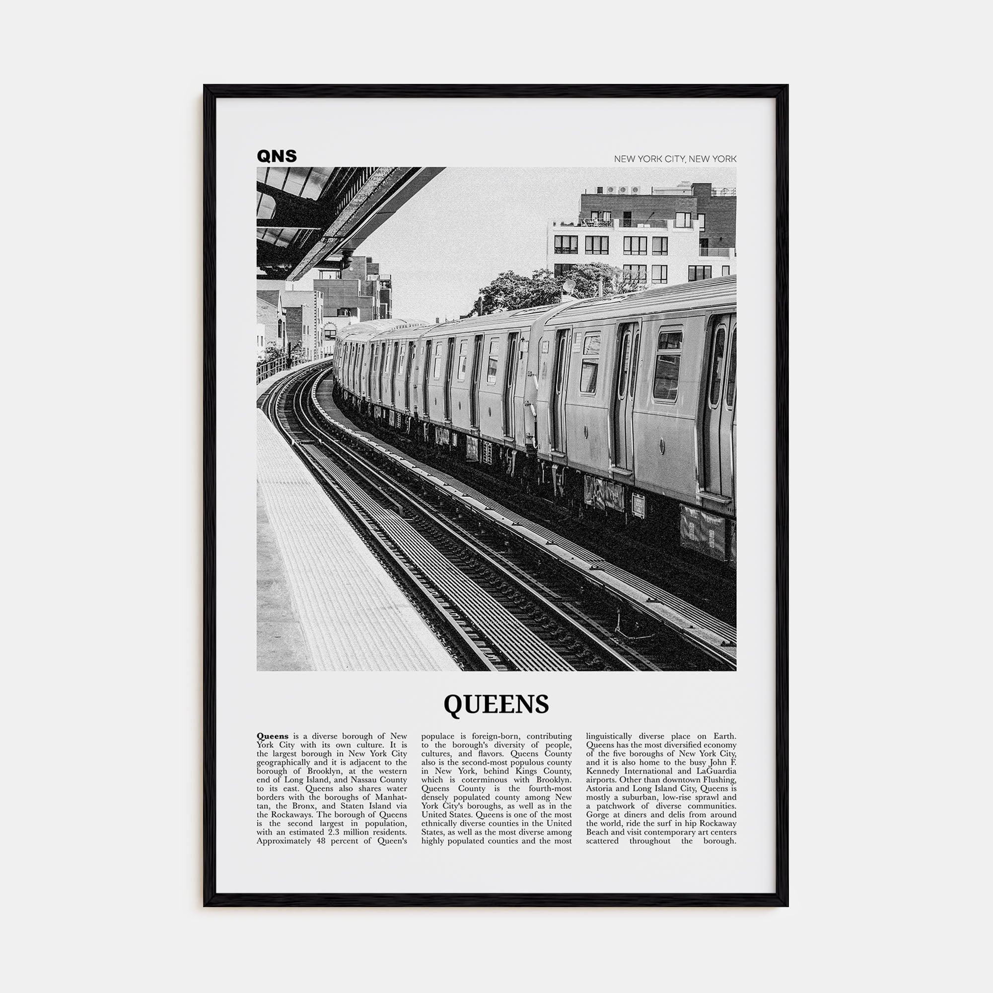 Queens, New York Travel B&W No 3 Poster