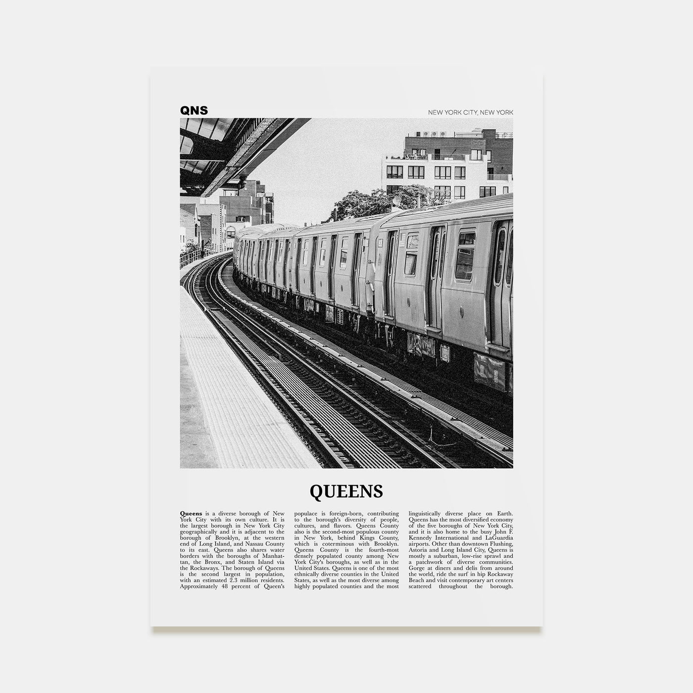 Queens, New York Travel B&W No 3 Poster