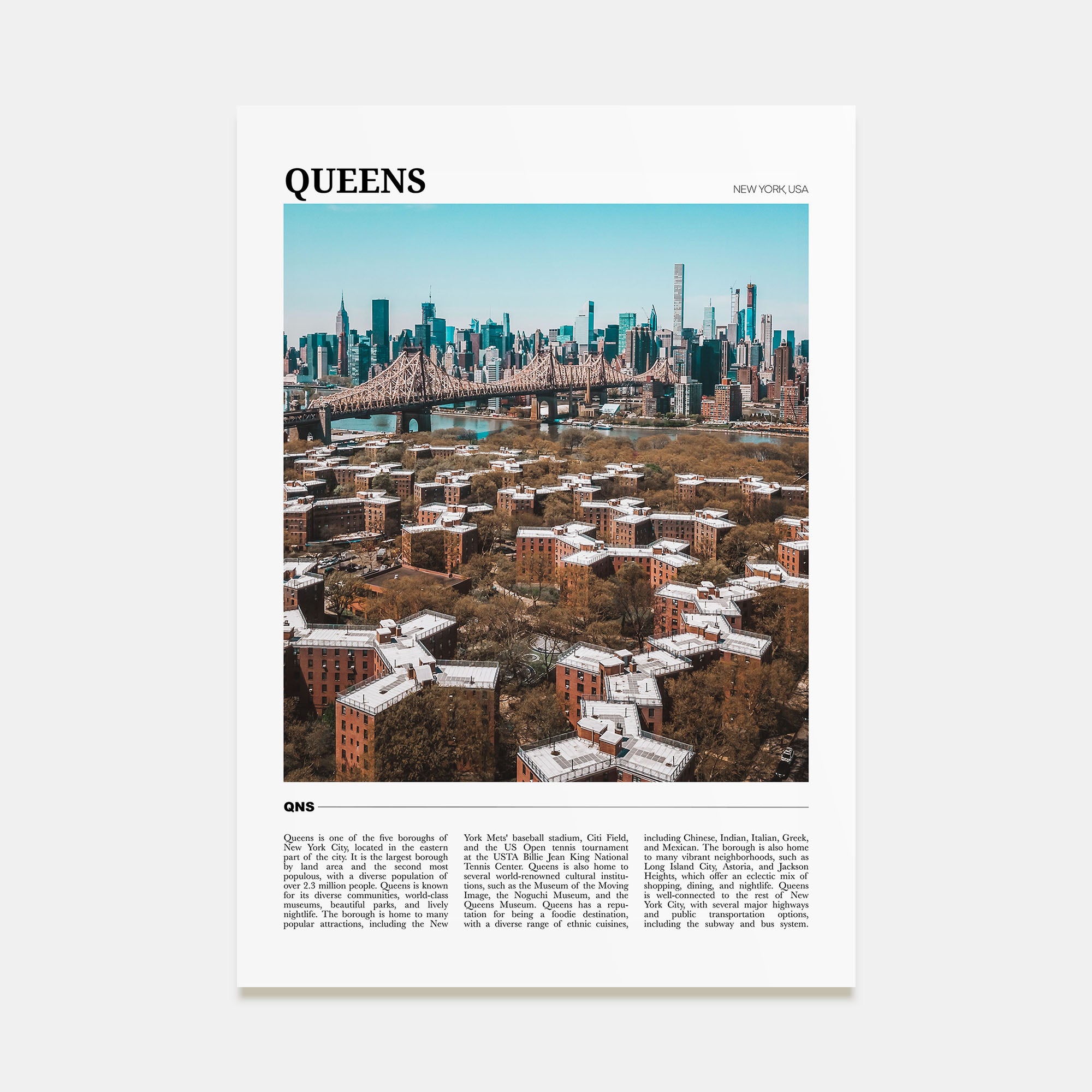 Queens, New York Travel Color Poster