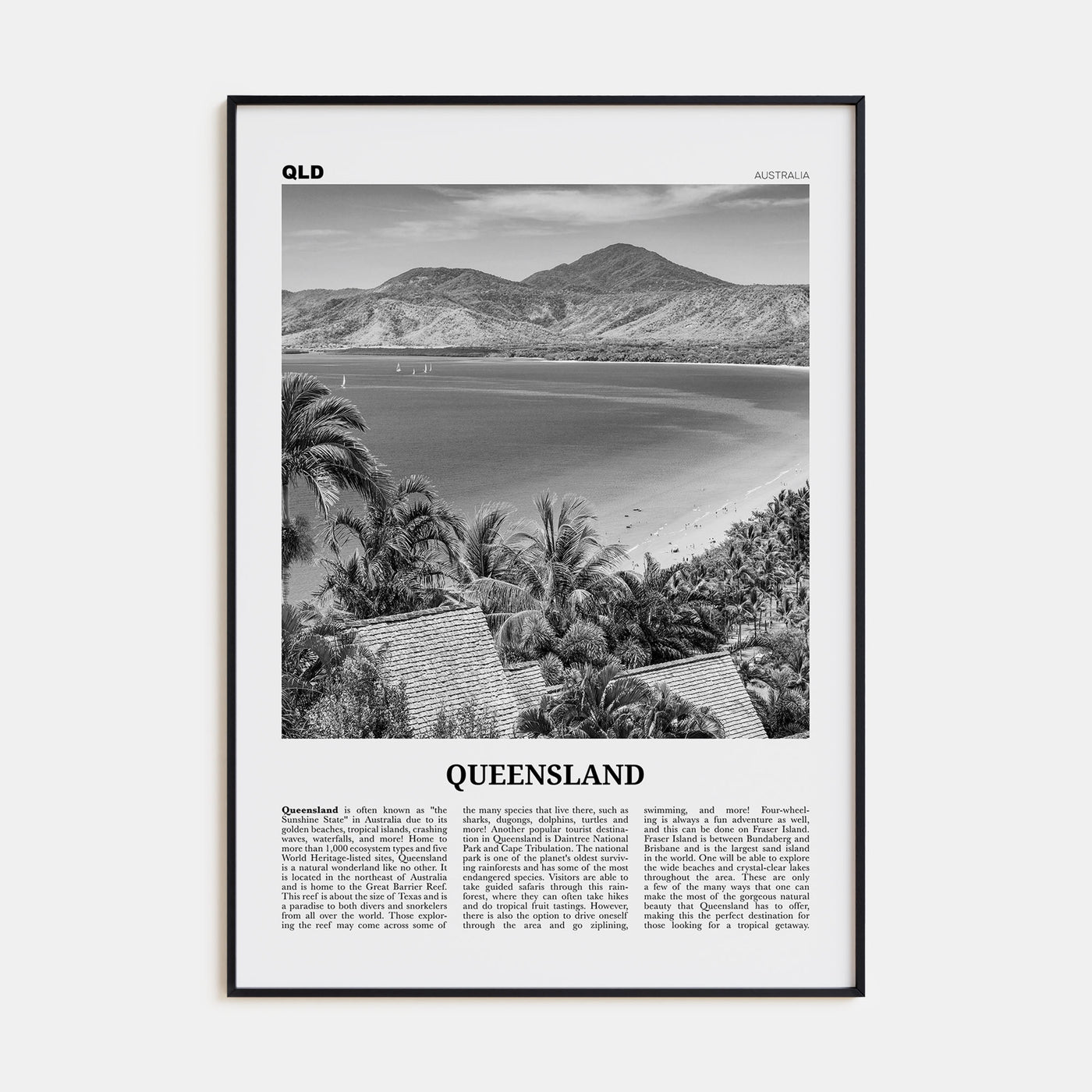 Queensland Travel B&W Poster