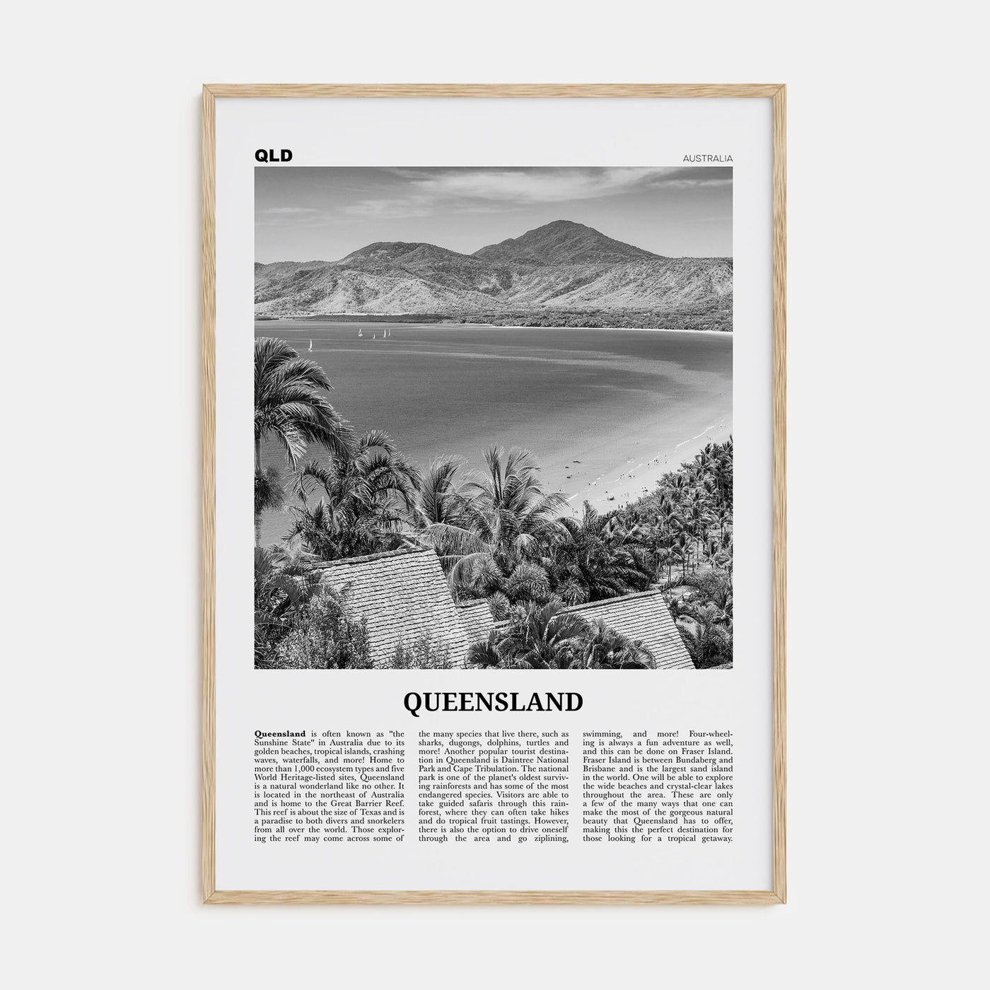 Queensland Travel B&W Poster