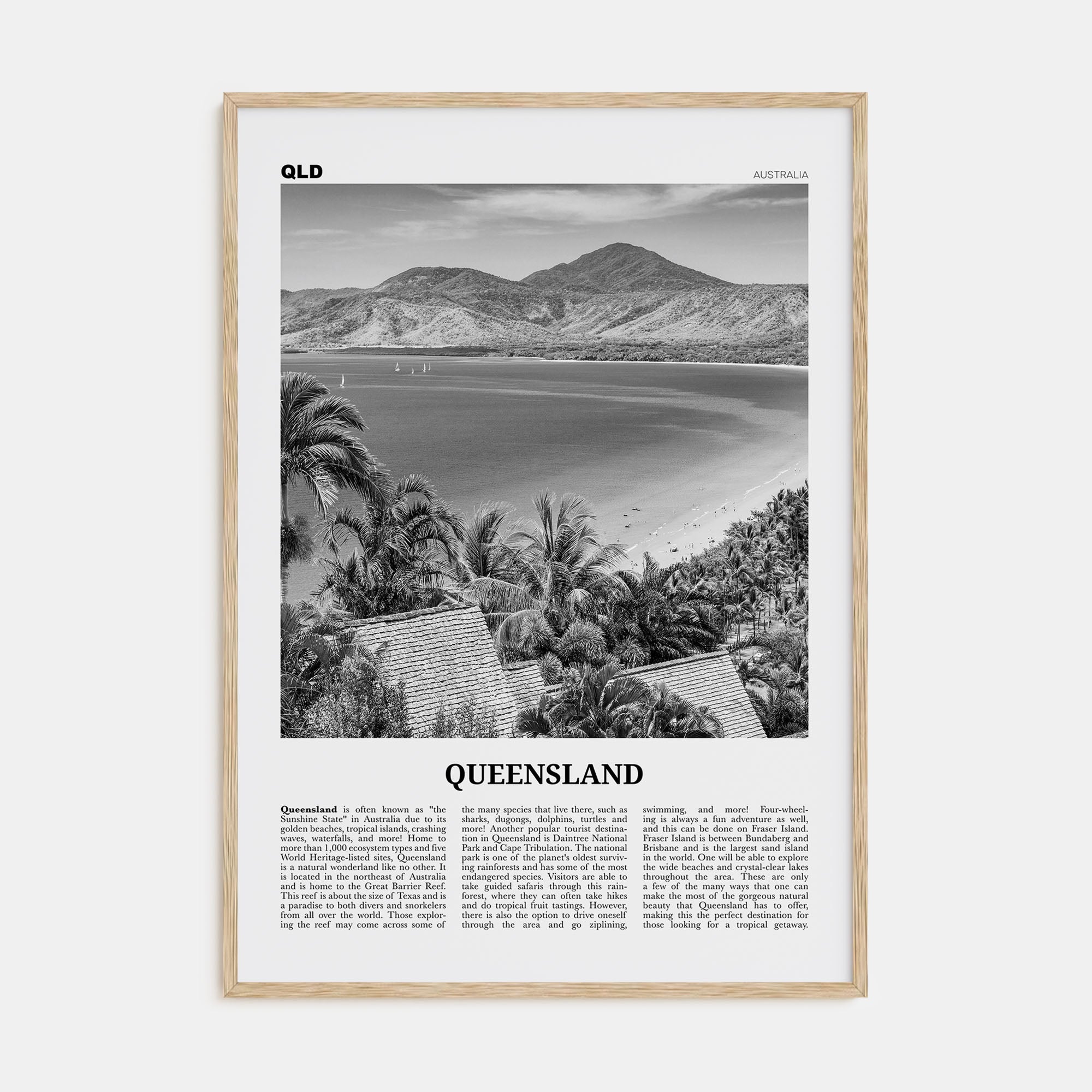 Queensland Travel B&W Poster