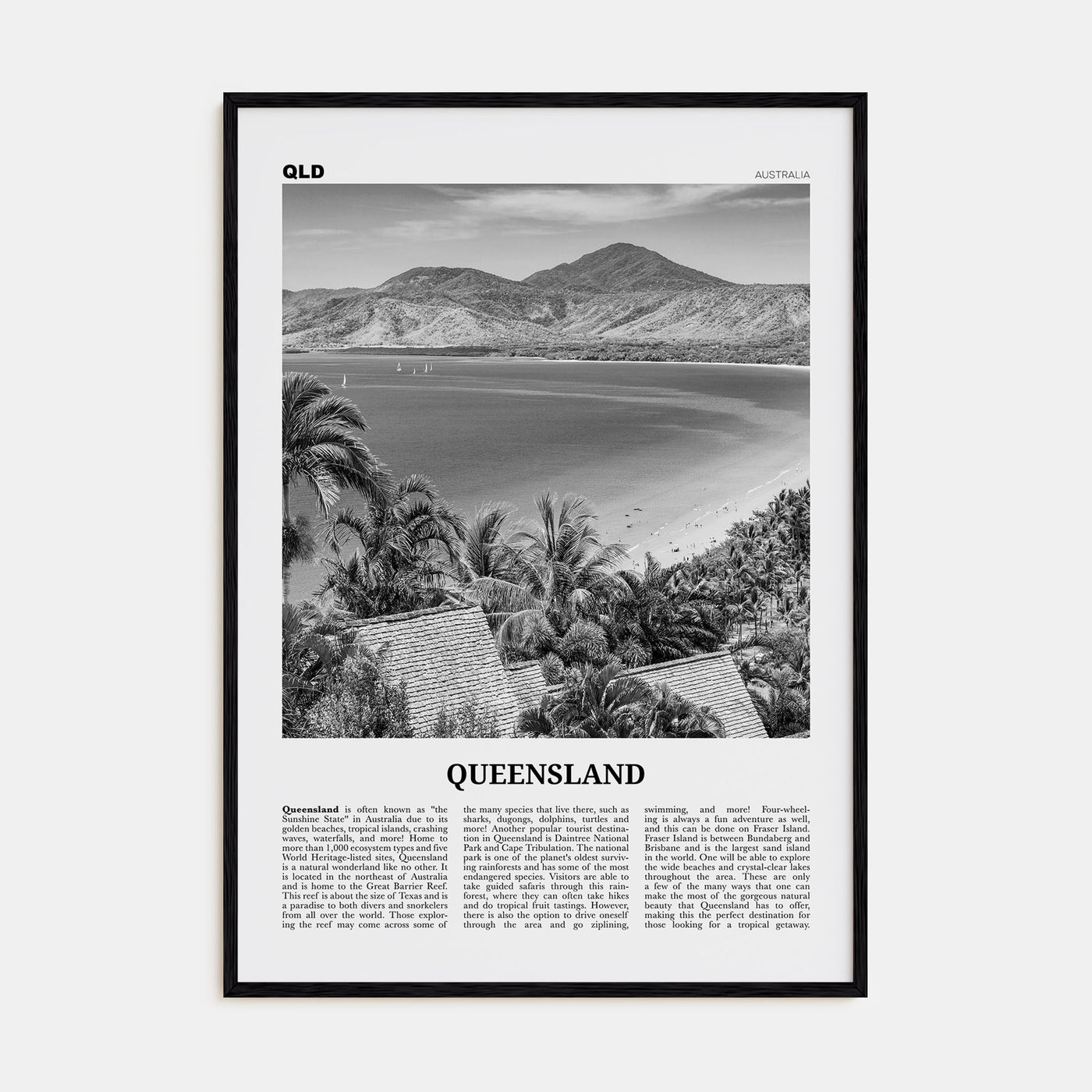 Queensland Travel B&W Poster