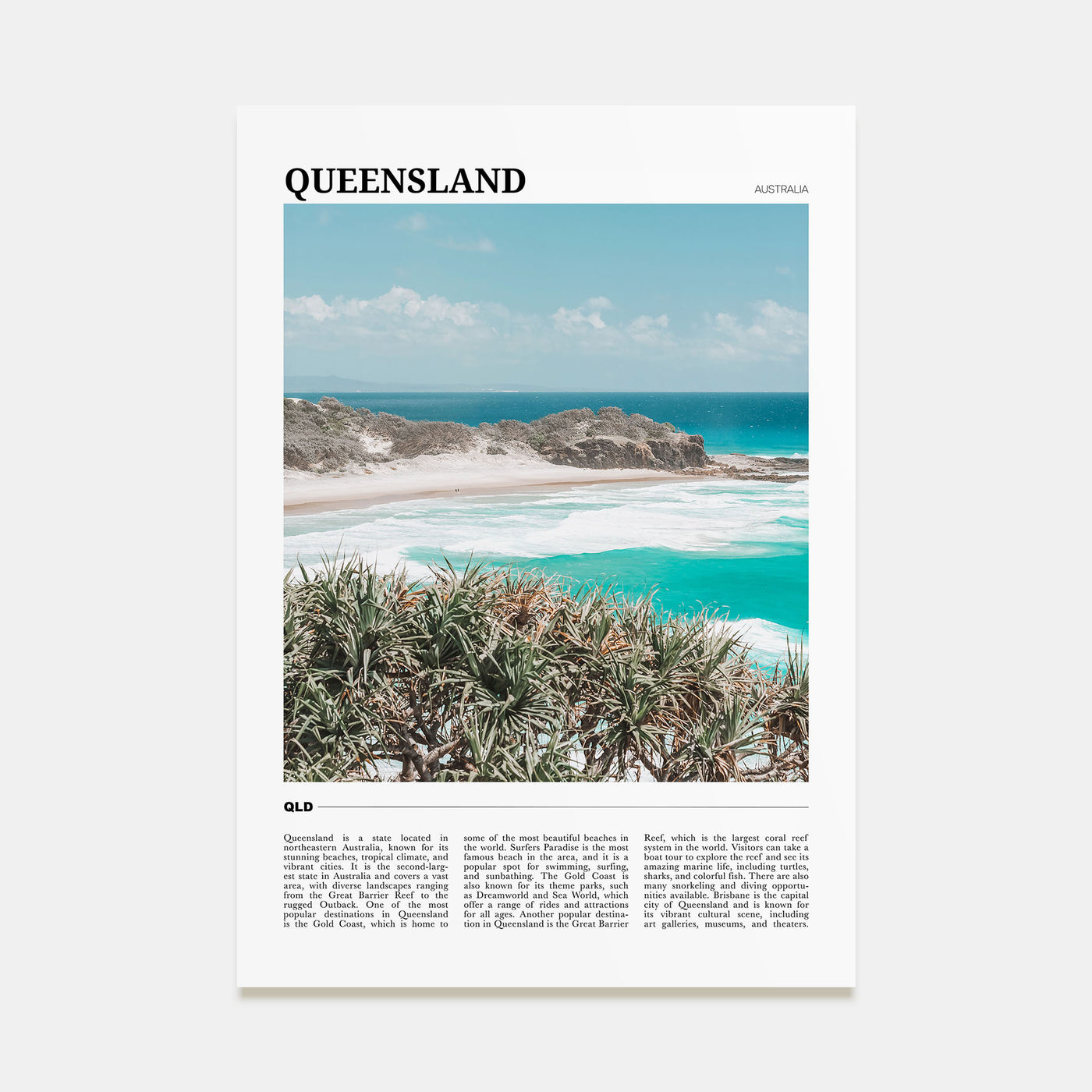 Queensland Travel Color Poster