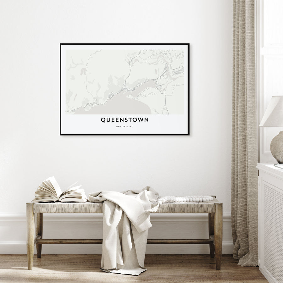 Queenstown Map Landscape Poster