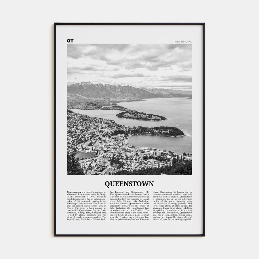 Queenstown Travel B&W Poster
