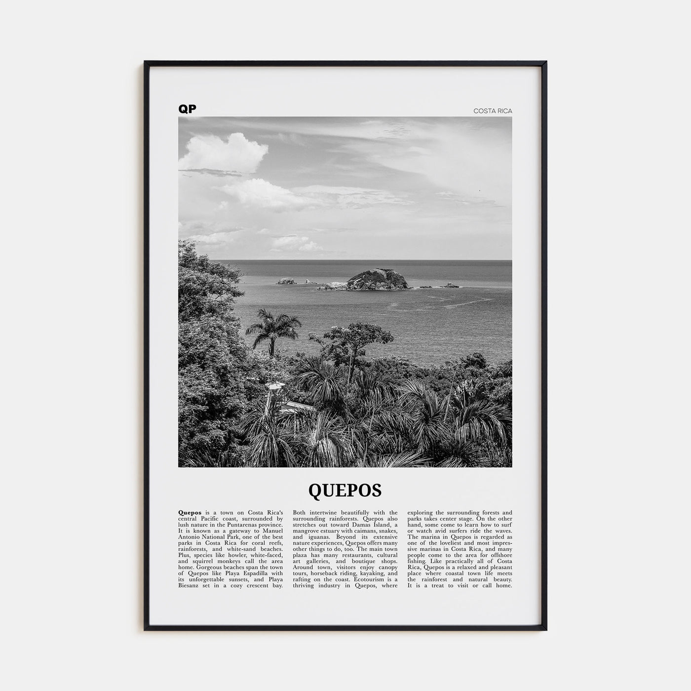 Quepos Travel B&W Poster