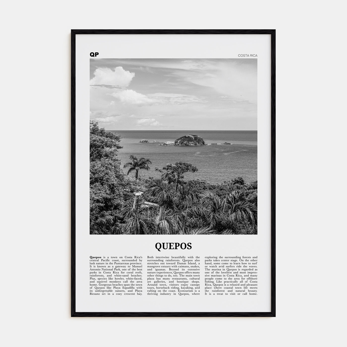 Quepos Travel B&W Poster