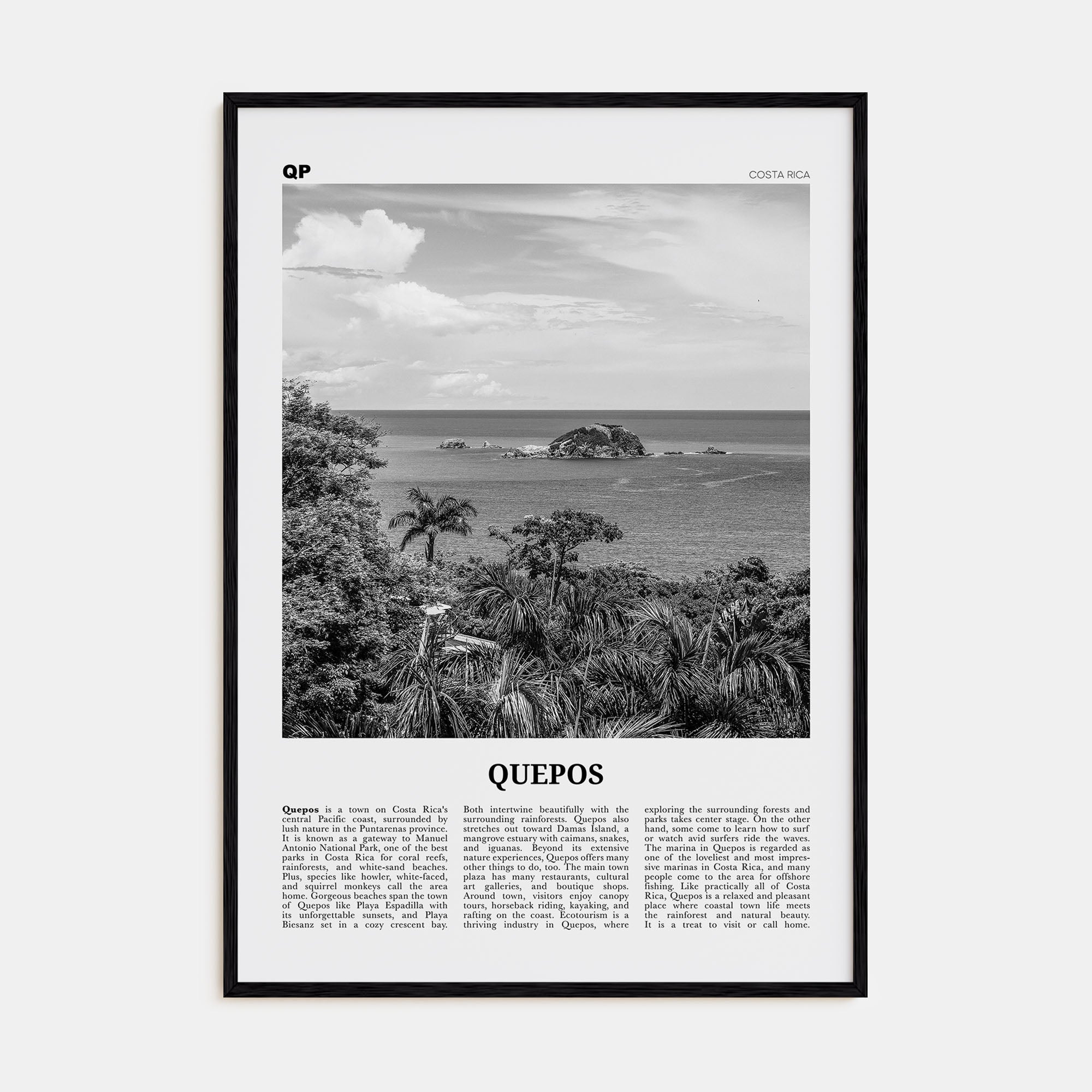 Quepos Travel B&W Poster