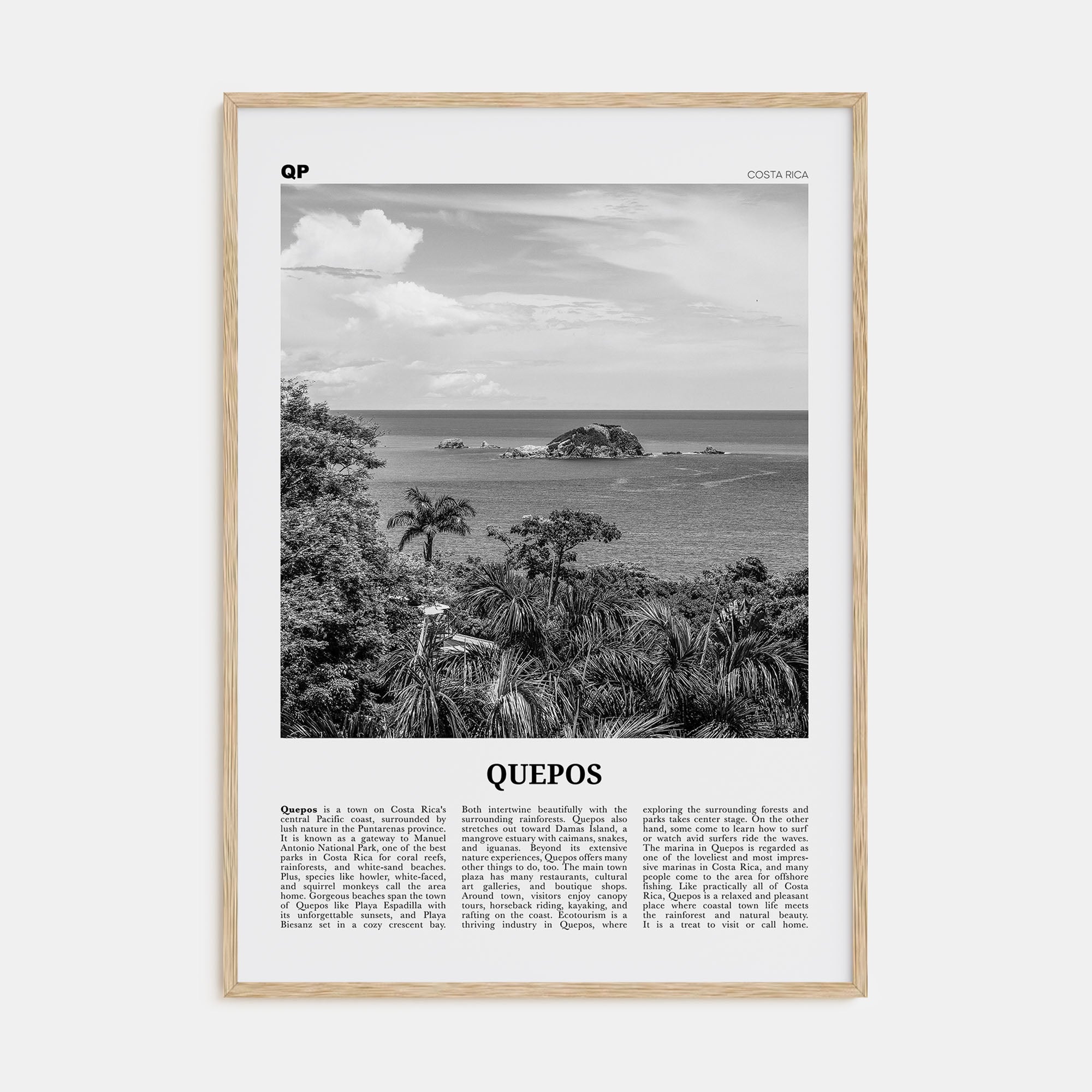 Quepos Travel B&W Poster