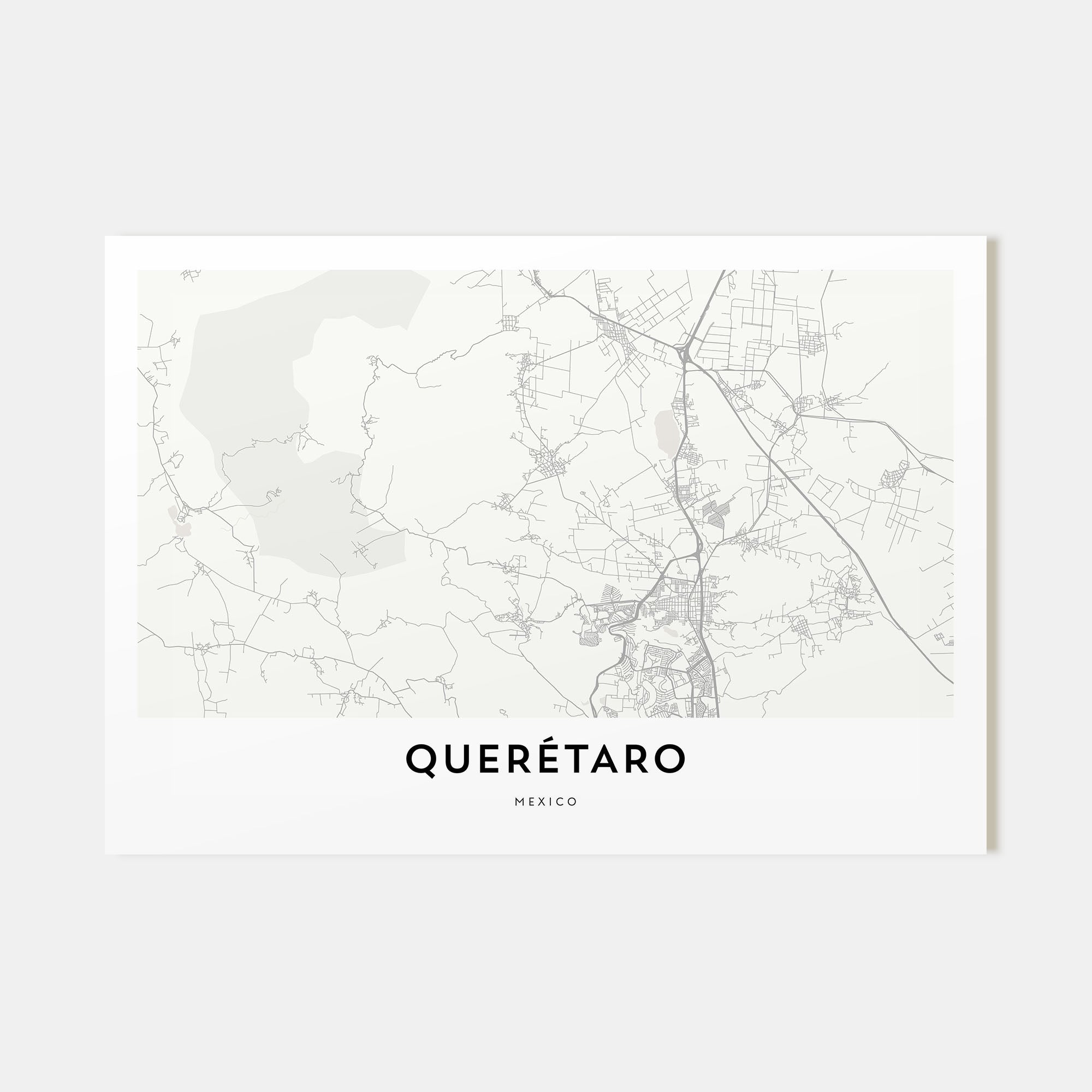 Querétaro Map Landscape Poster